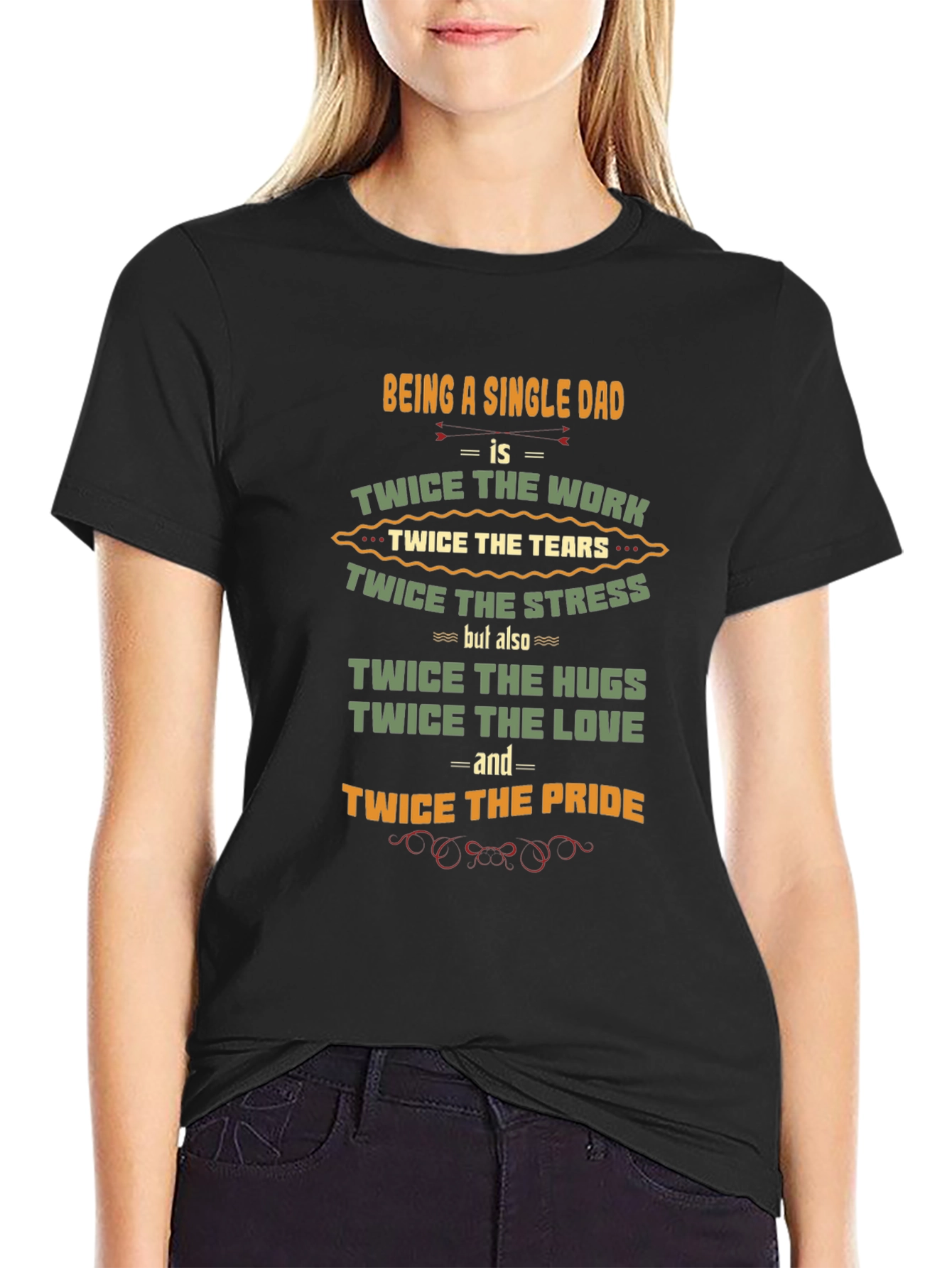 Black Single Dad Pride T-Shirt - Twice the Love view 2
