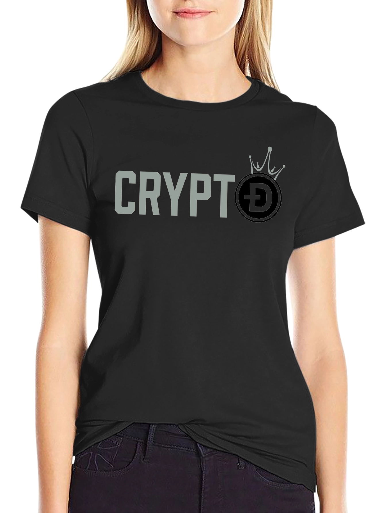 Black Crypto DOGE Crown T-Shirt - Black Graphic Tee view 2