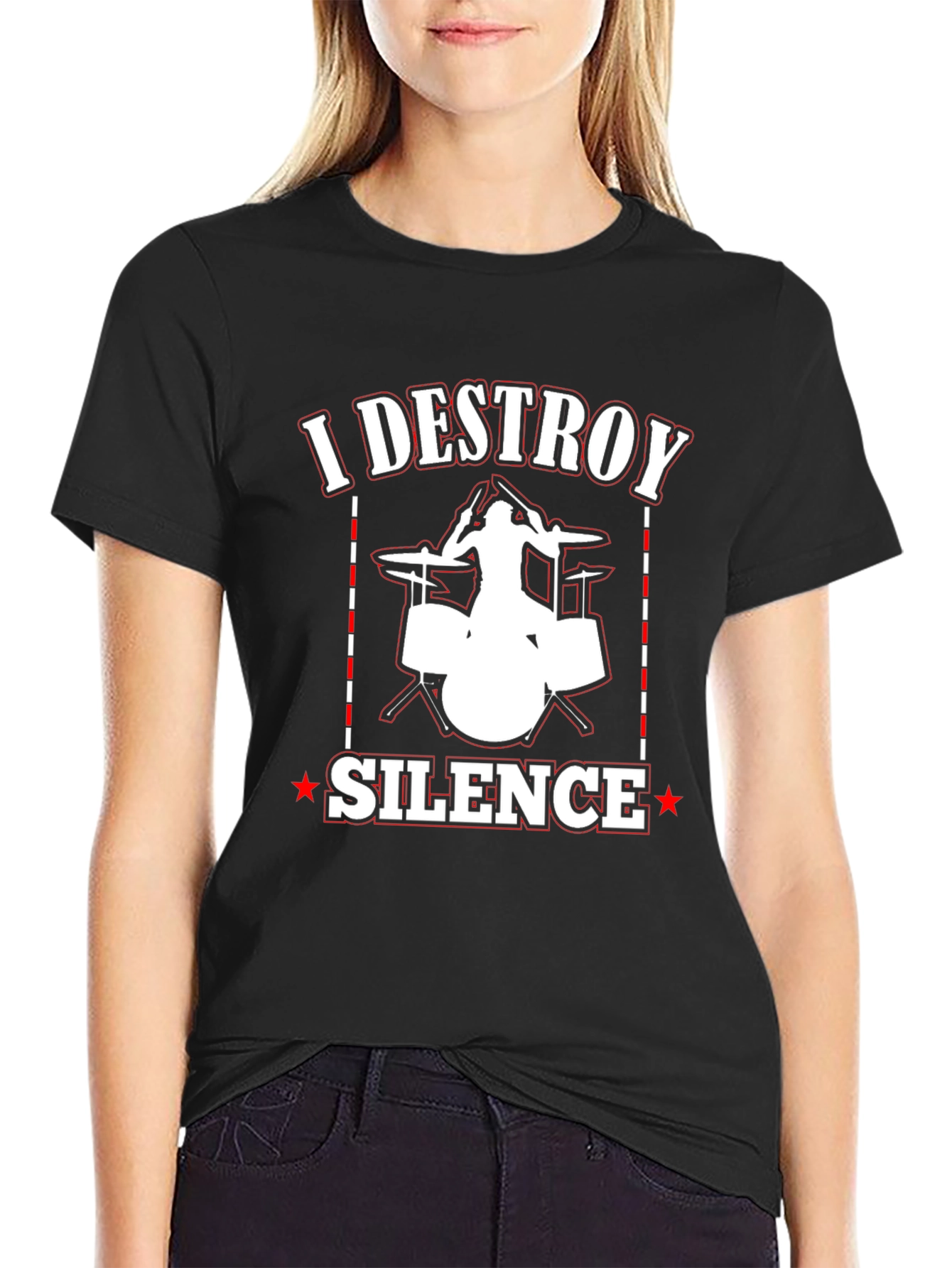 Black I DESTROY SILENCE Drummer T-Shirt view 2