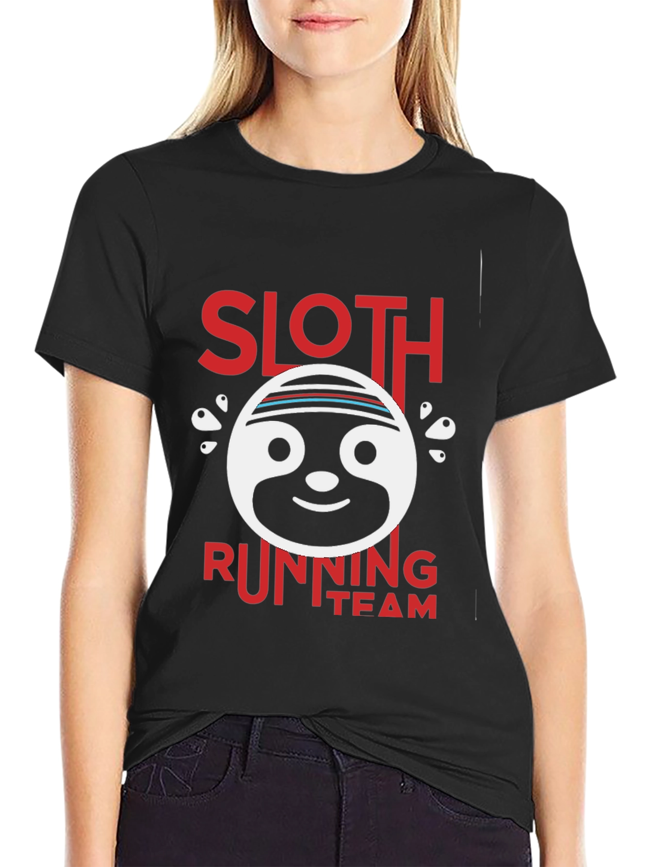 Black Sloth Running Team Graphic T-Shirt view 2