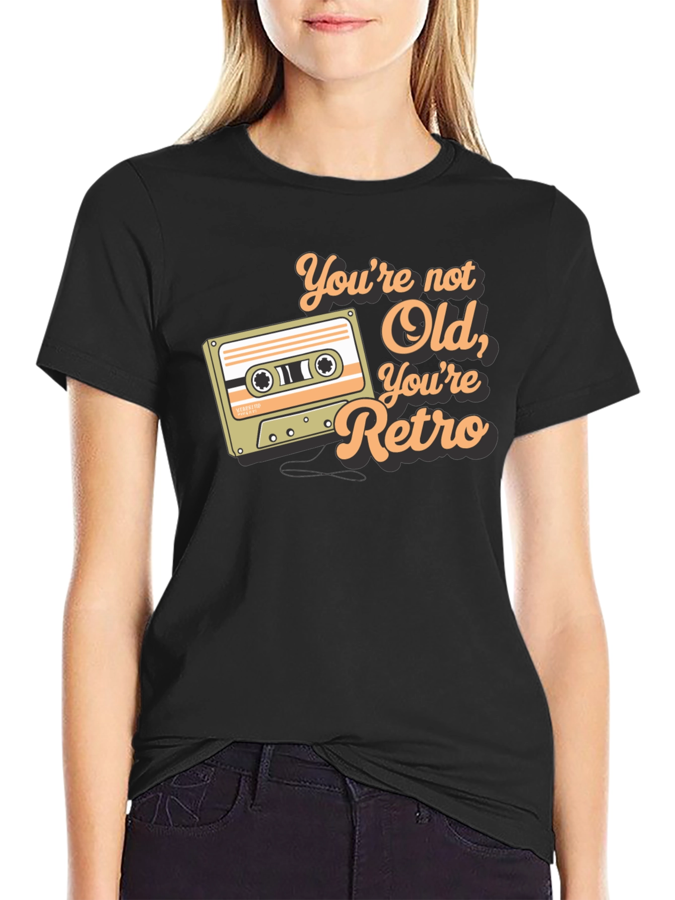 Black Retro Cassette Tape Graphic Tee - You're Not Old view 2