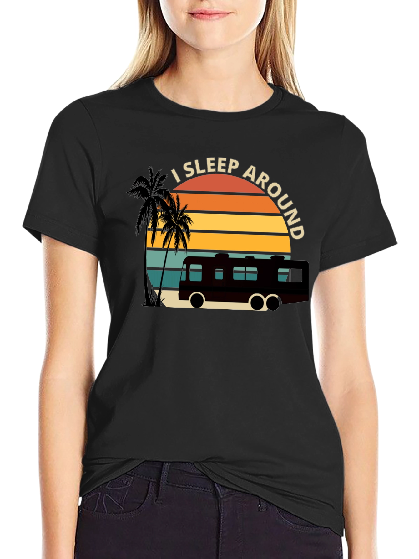 I Sleep Around RV T-Shirt - Black - 2