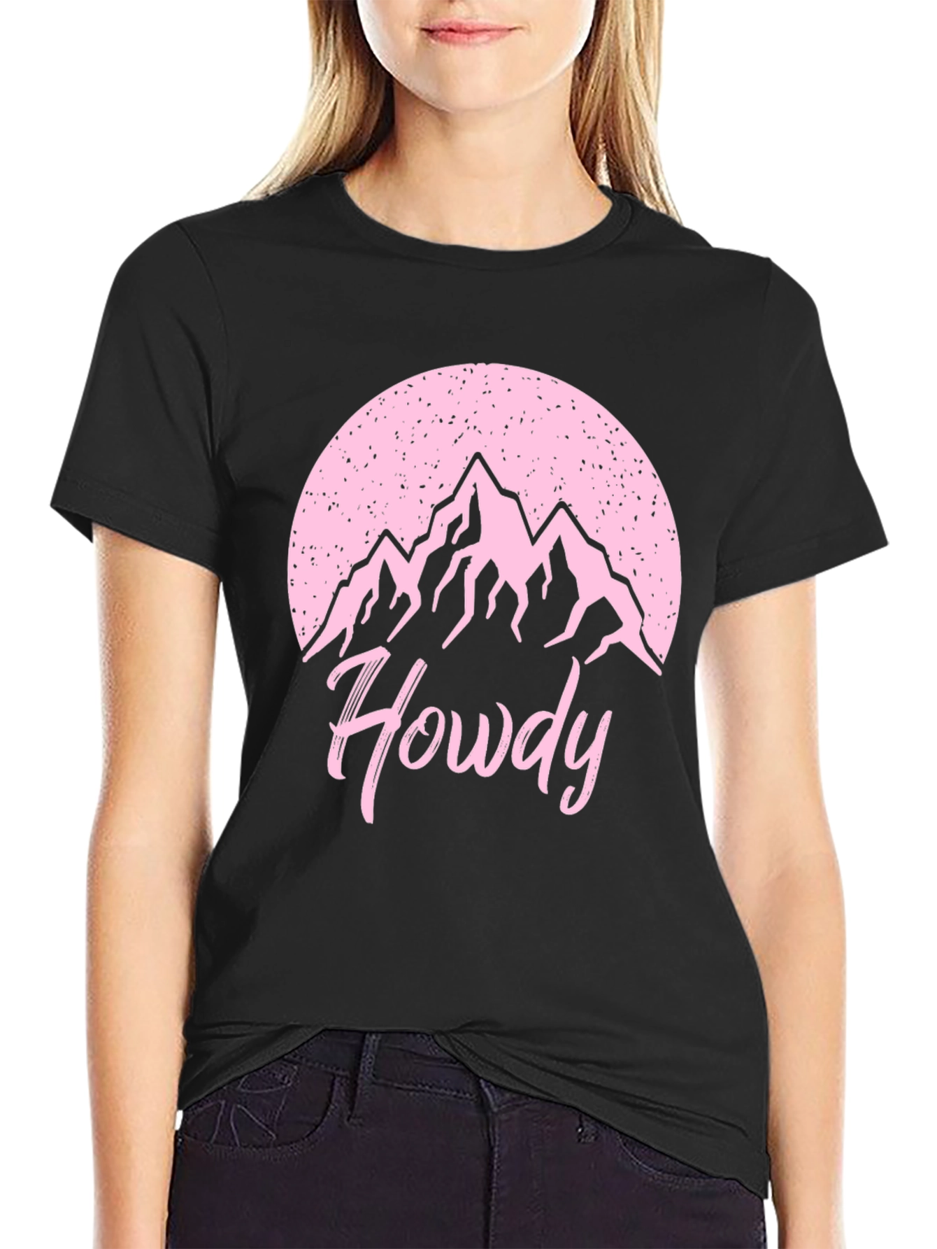 Black Howdy Mountain Graphic T-Shirt - Casual Wear view 2