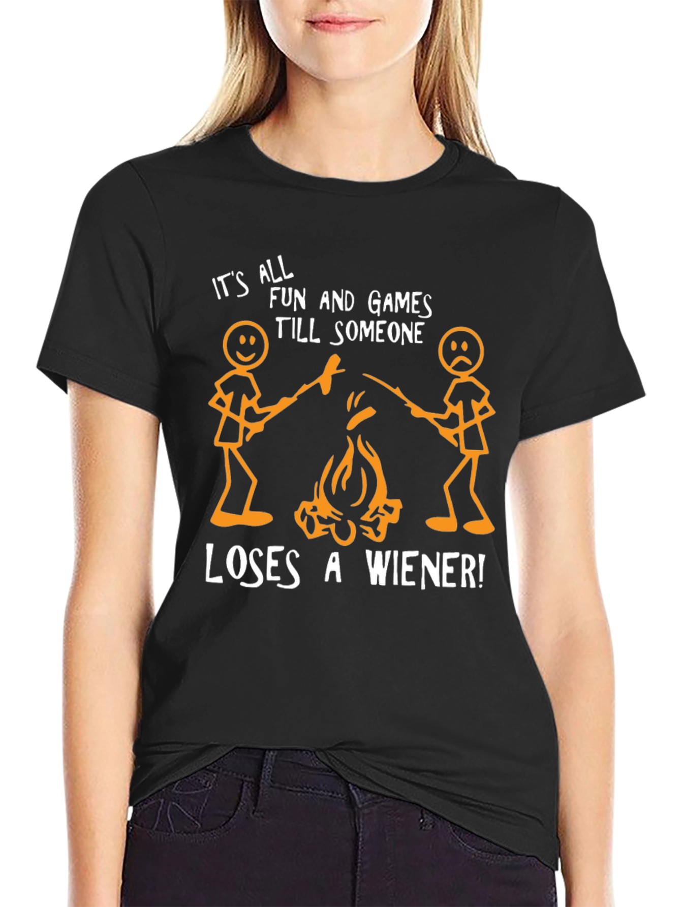 Black Funny Wiener Roast T-Shirt - All Fun and Games Until... view 2