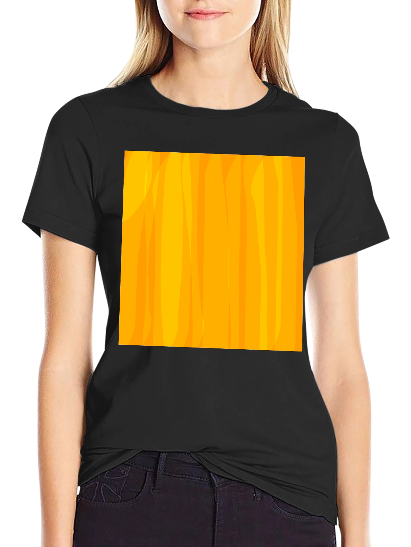 Black Modern Abstract Pattern Black T-Shirt view 2
