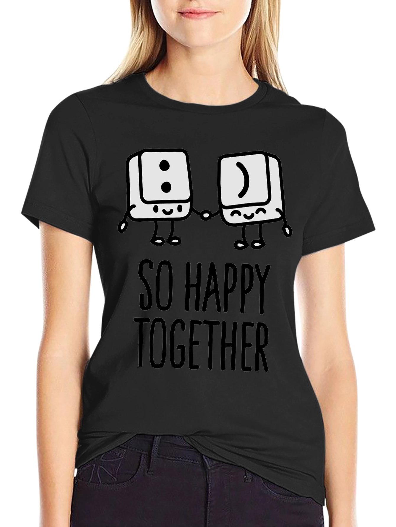 Black So Happy Together Graphic T-Shirt - Fun Couple Tee view 2