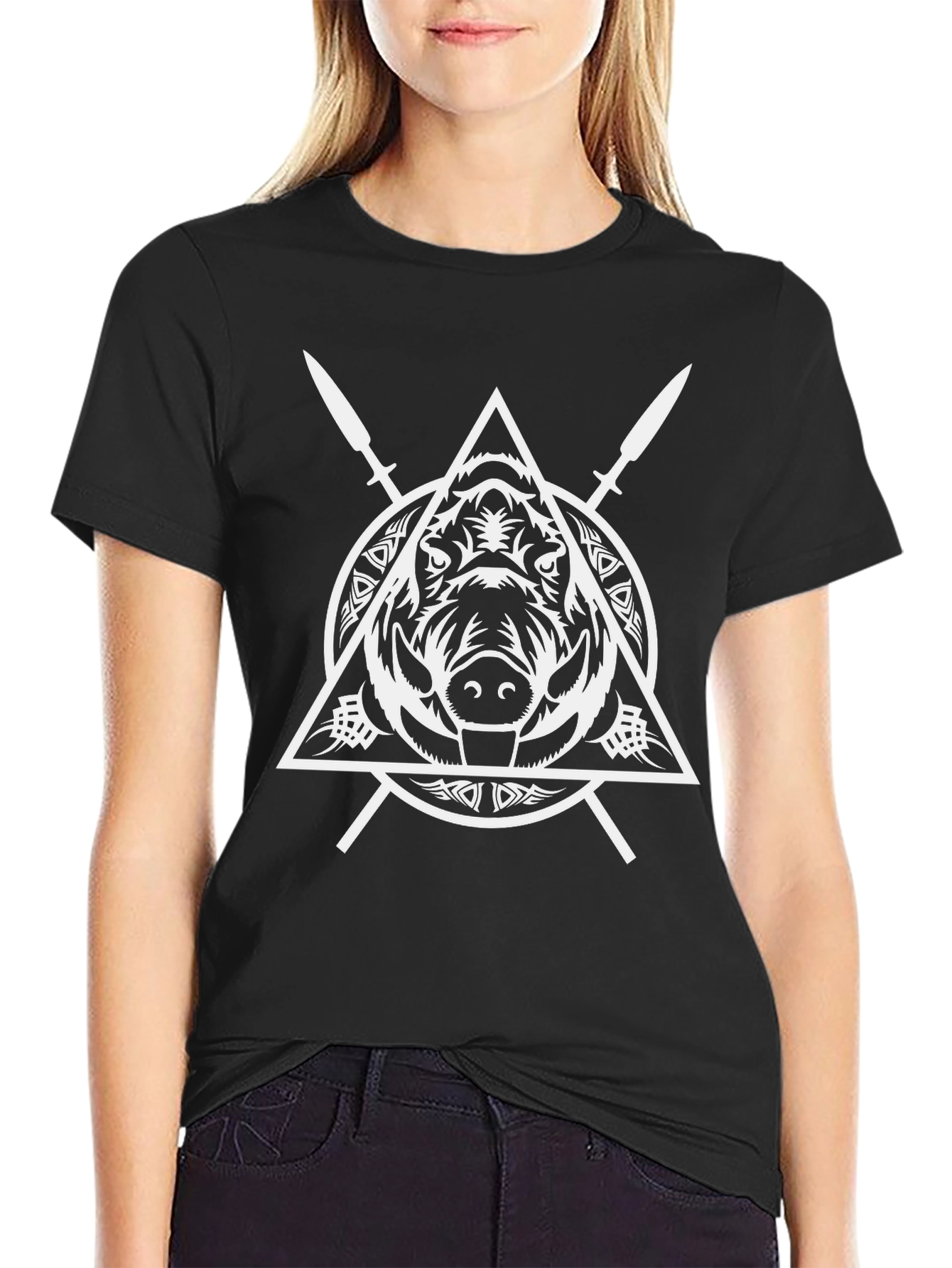 Black Boar & Spears Graphic Tee - Black view 2