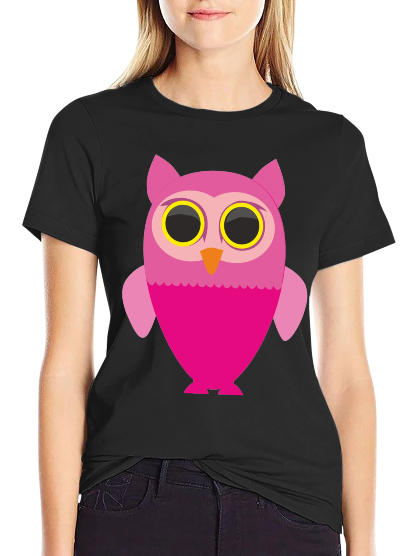 Black Owl Graphic Black T-Shirt view 2