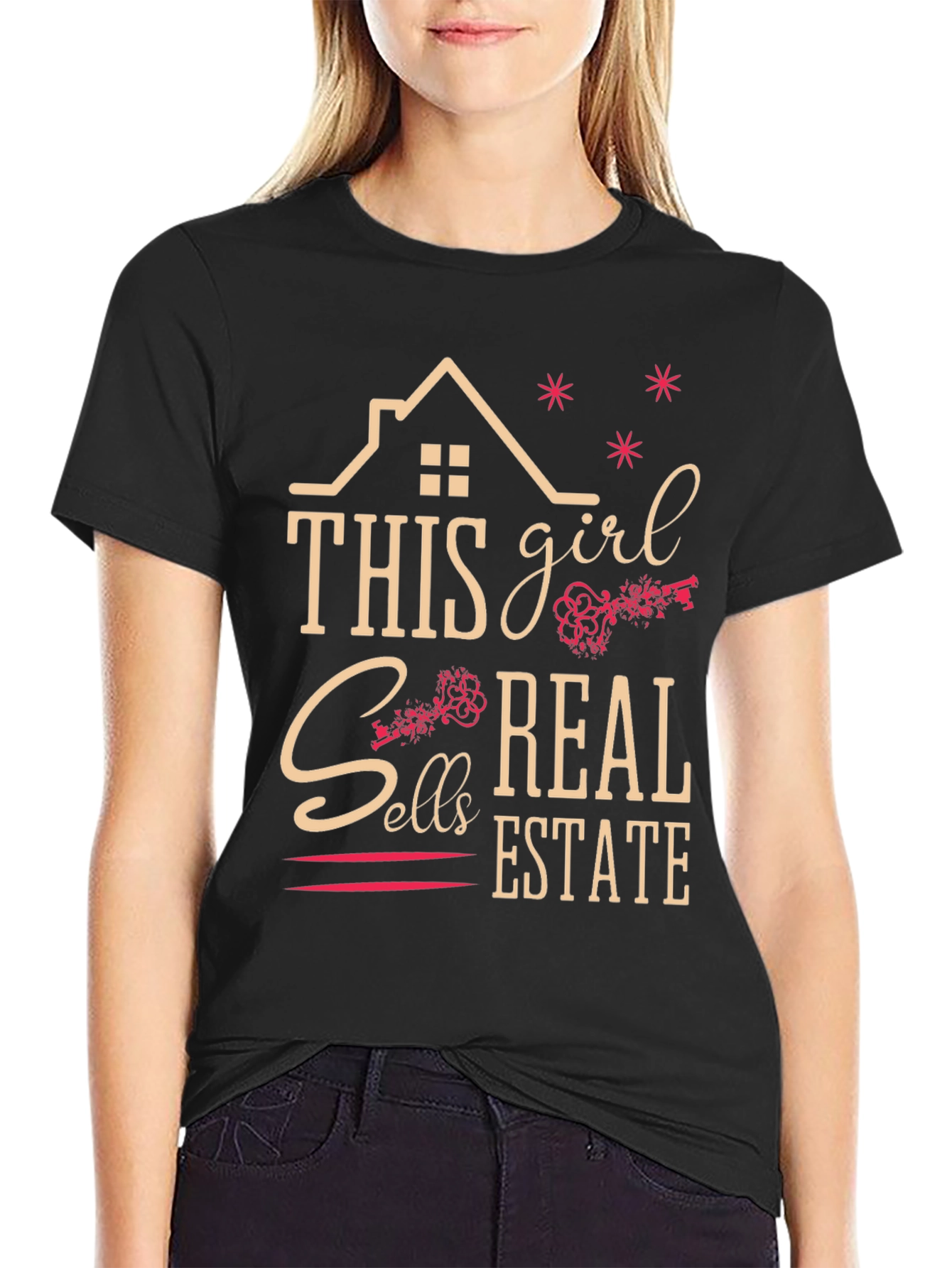 Black This Girl Sells Real Estate T-Shirt view 2