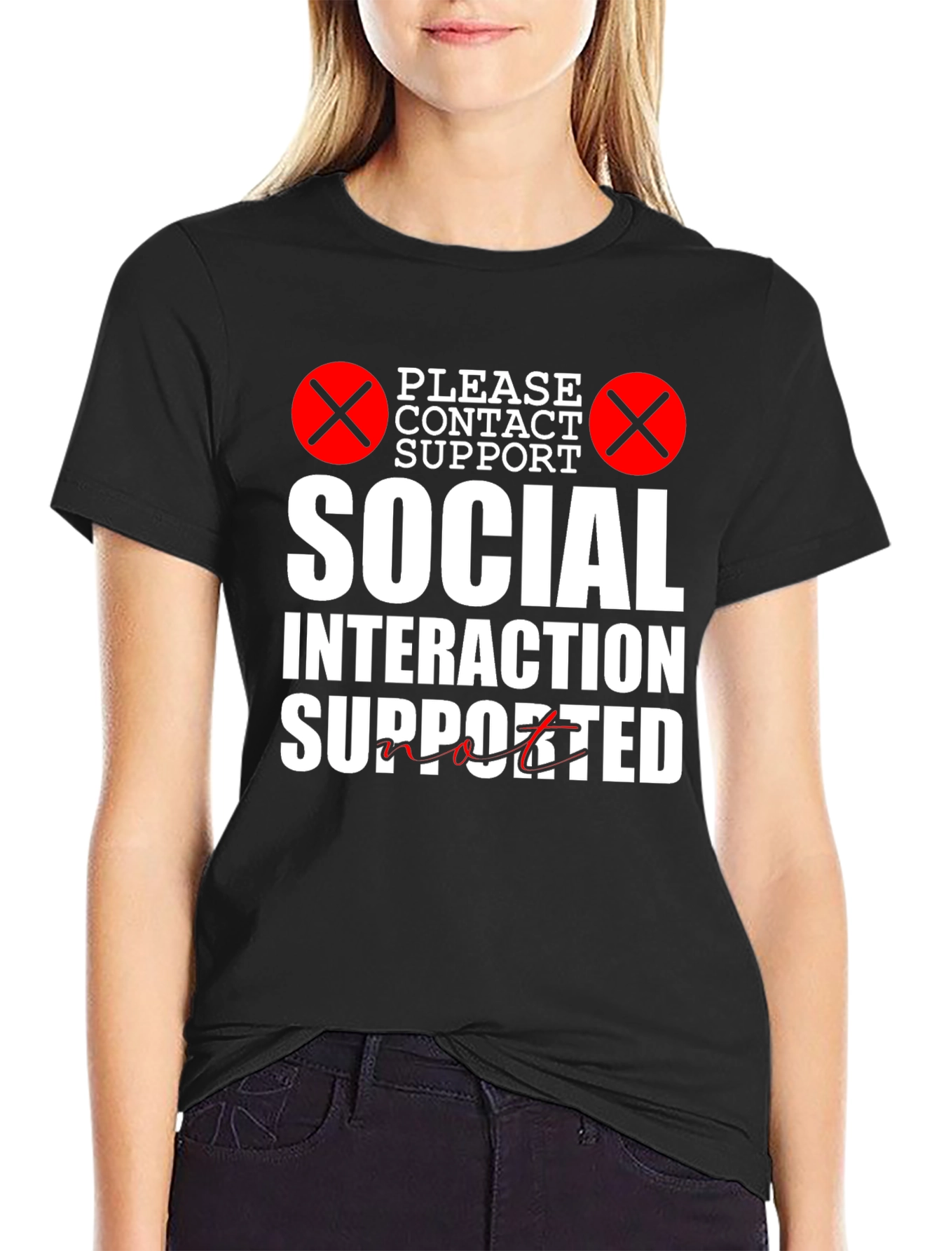 Black Social Interaction Supported Graphic Tee view 2