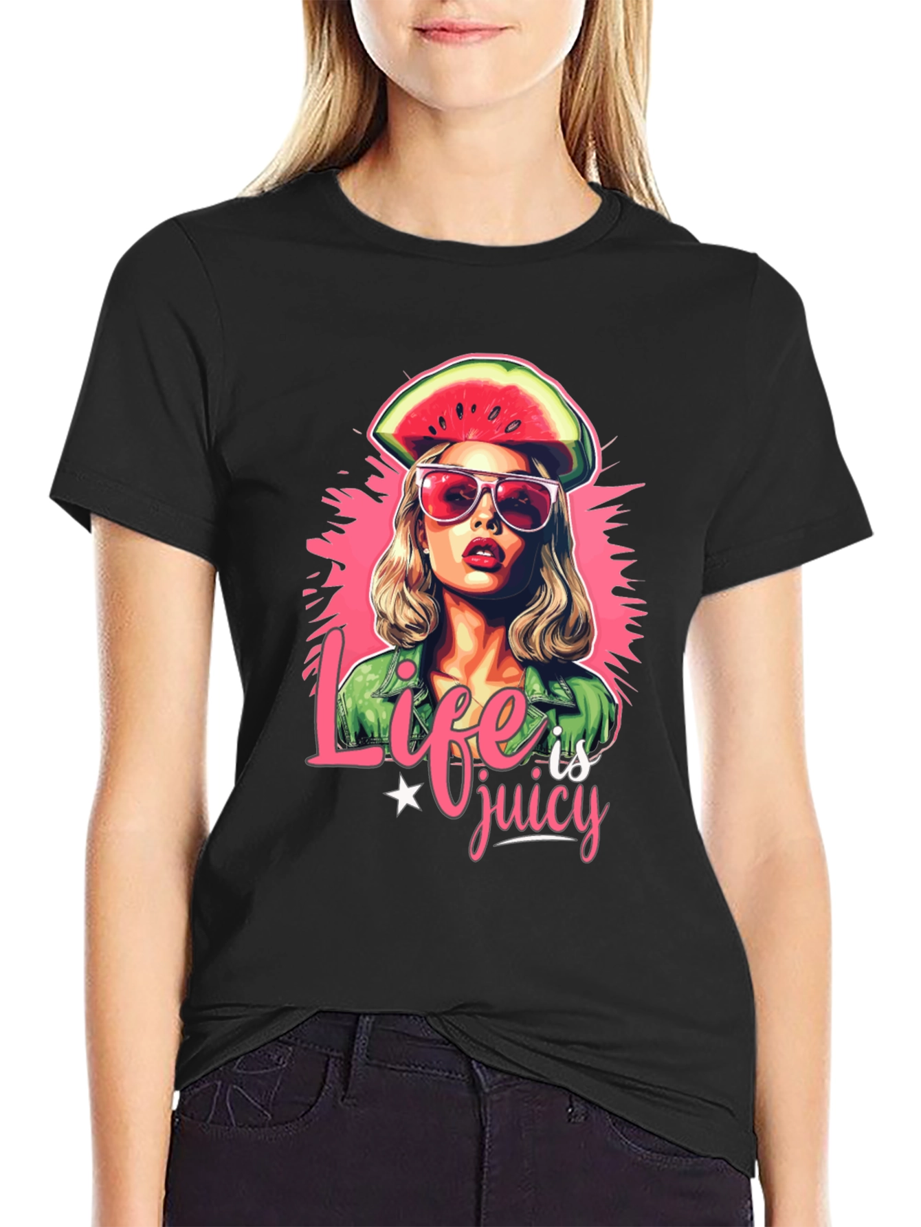 Black Life is Juicy Watermelon Graphic Tee view 2