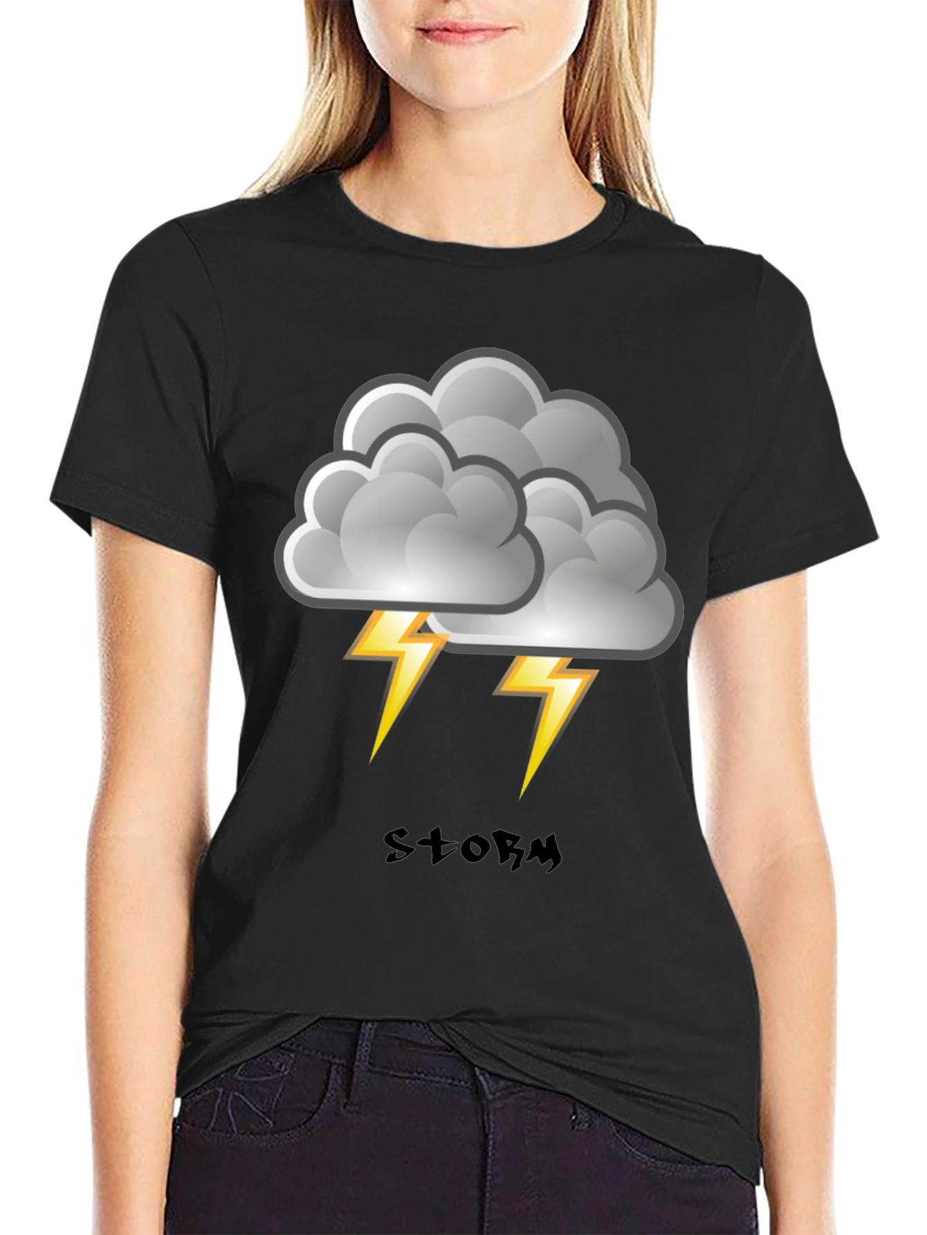Black Storm Cloud Graphic Print Men's T-Shirt view 2