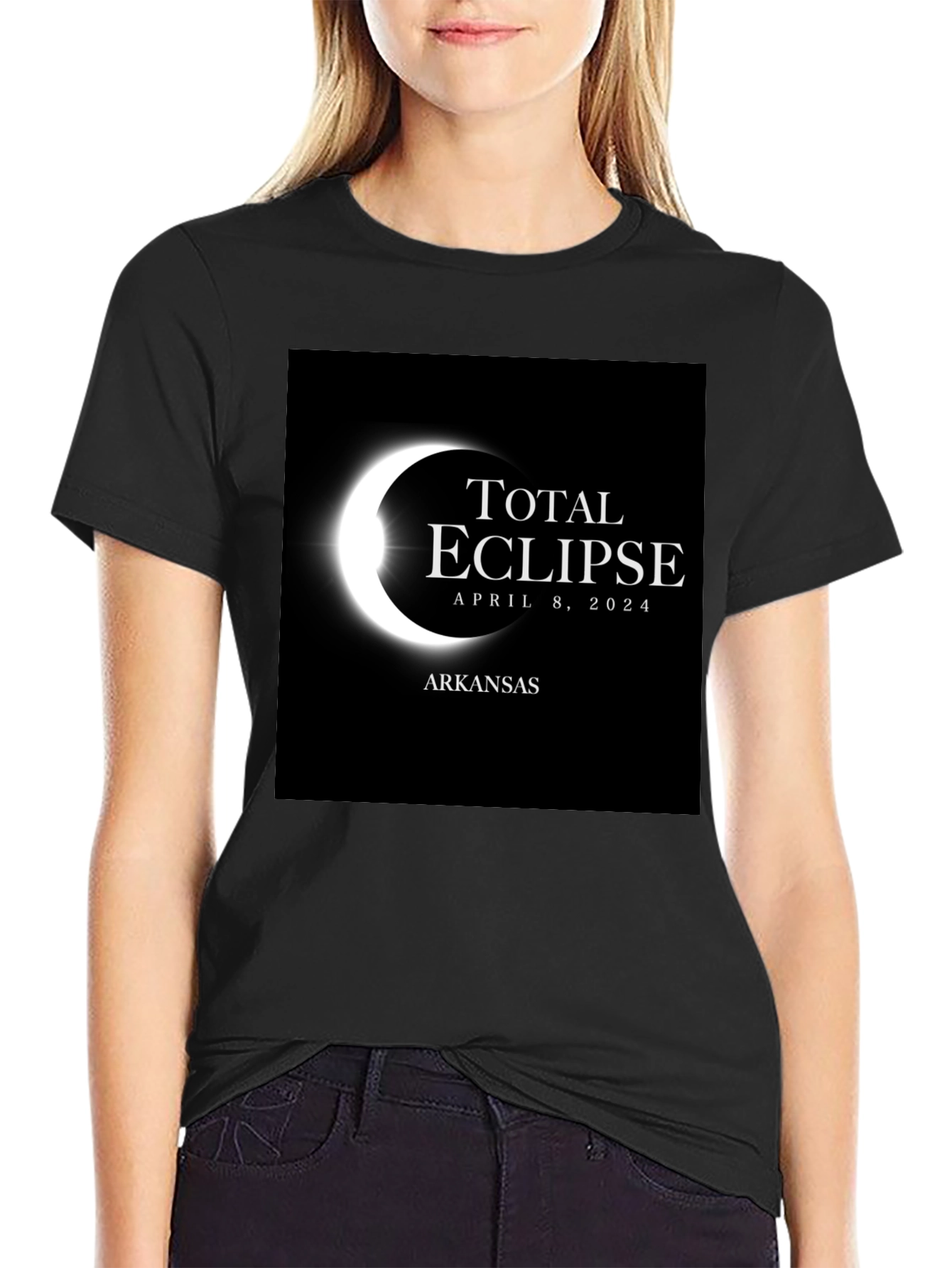 Black Total Eclipse Arkansas April 8, 2024 T-Shirt view 2