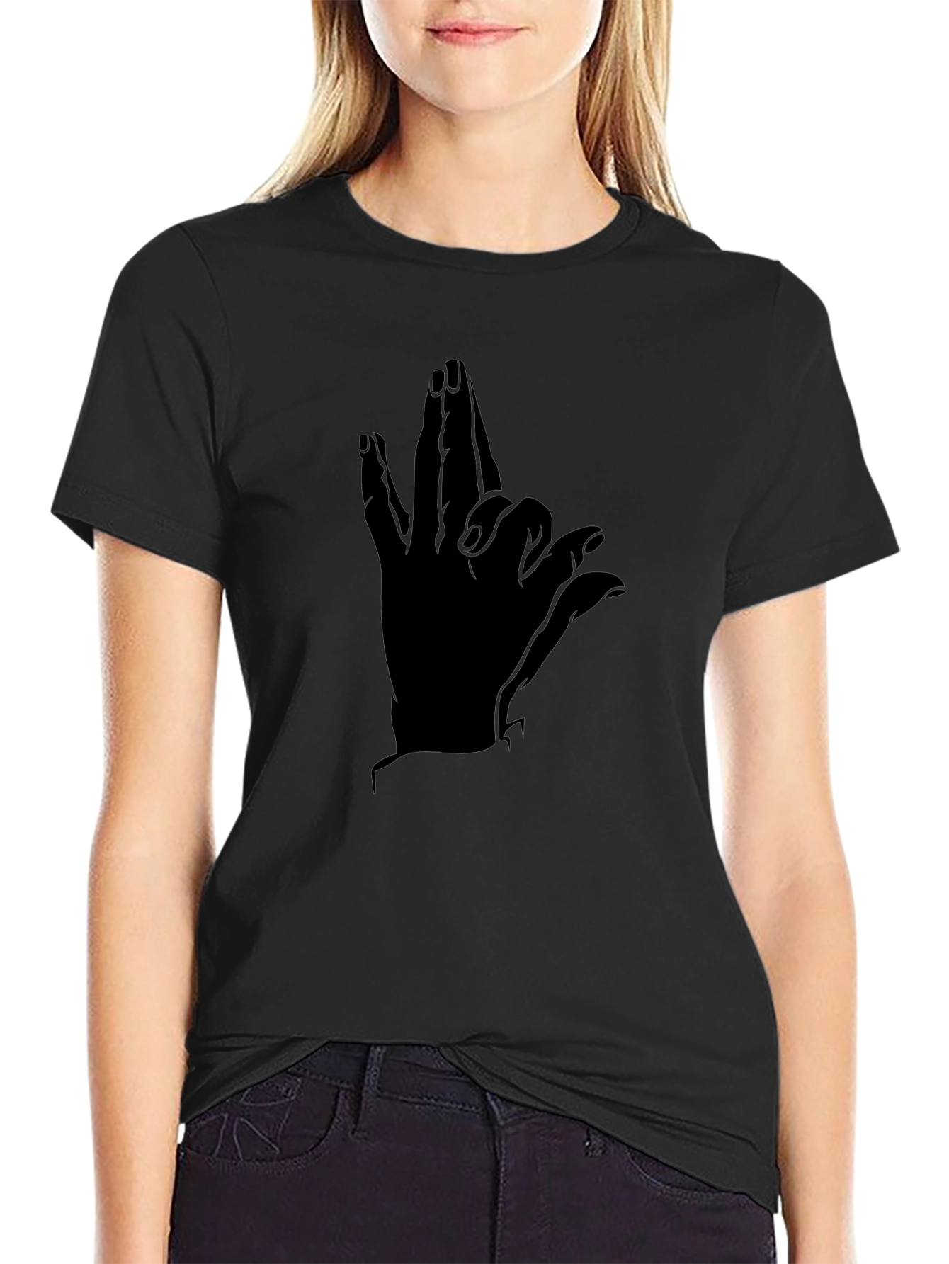 Black Men's Black Graphic Tee - Hand Design view 2