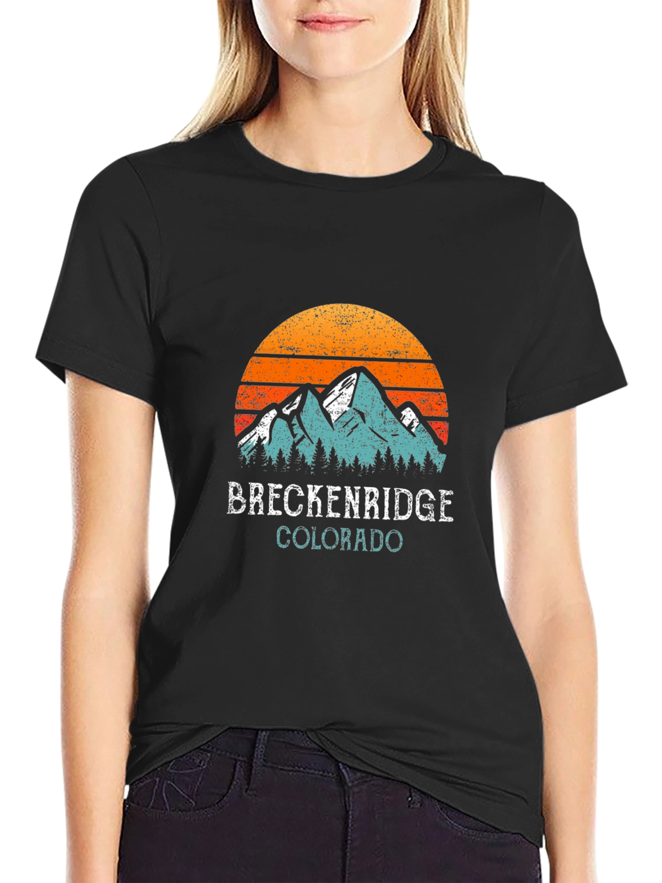 Black Breckenridge Colorado Vintage Style T-Shirt view 2