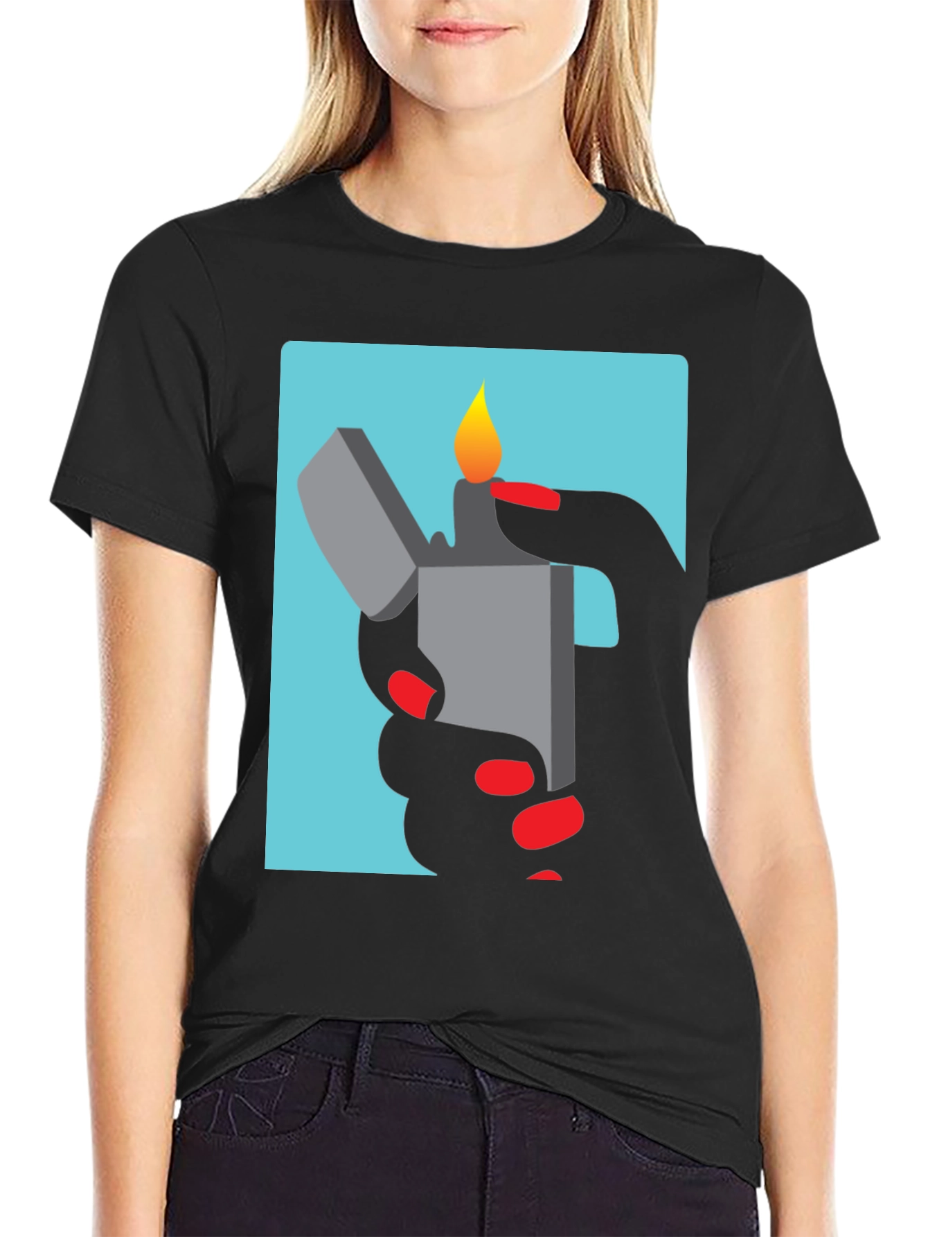 Black Lighter Graphic Tee - Sleek Design, Soft Fabric view 2