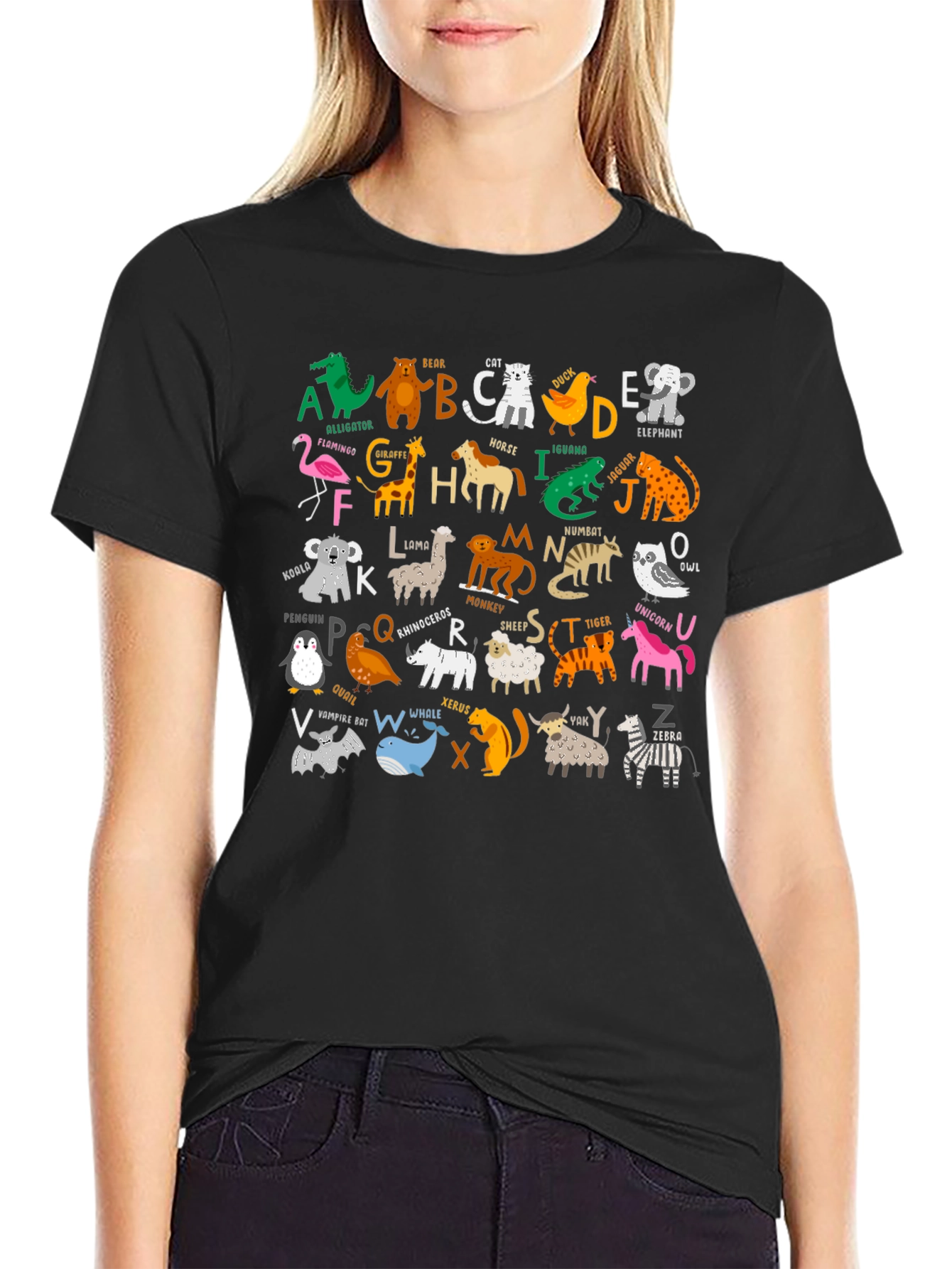 Black Animal Alphabet T-Shirt - Educational & Fun view 2