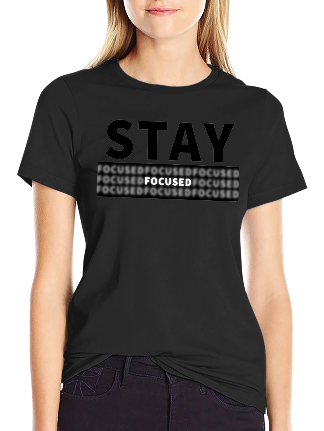 Black Stay Focused Graphic Tee - Black T-Shirt view 2