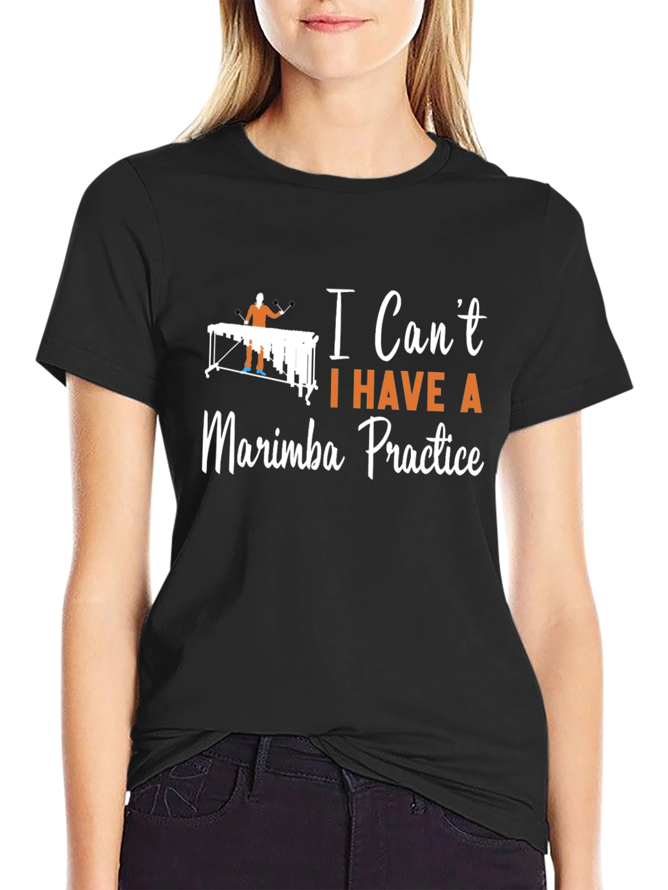 Black Marimba Practice T-Shirt - Musician's Humor Tee view 2
