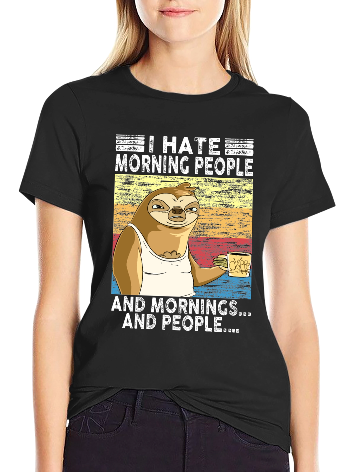 I Hate Morning People Sloth Graphic Tee - 2