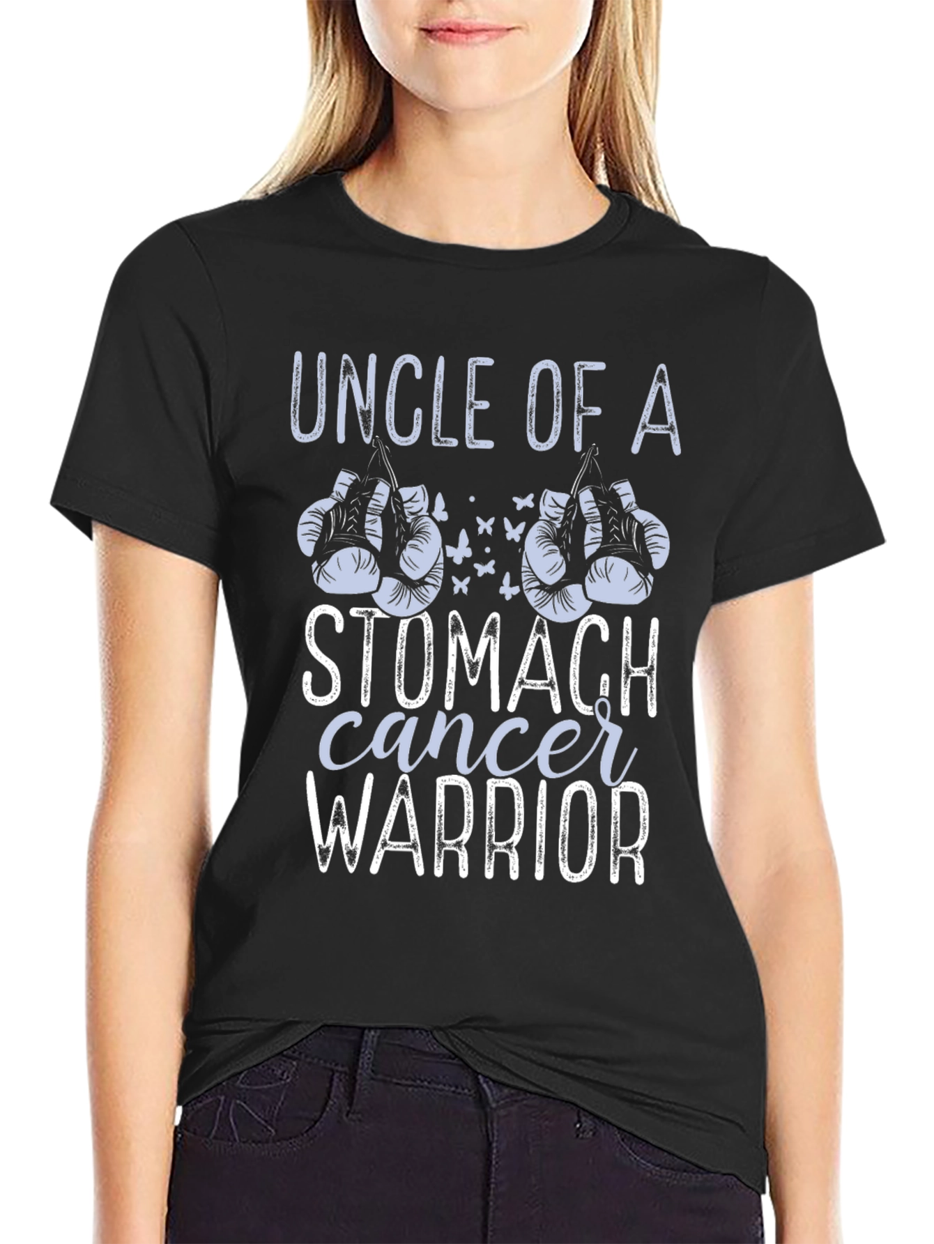 Black Uncle of a Stomach Cancer Warrior T-Shirt view 2