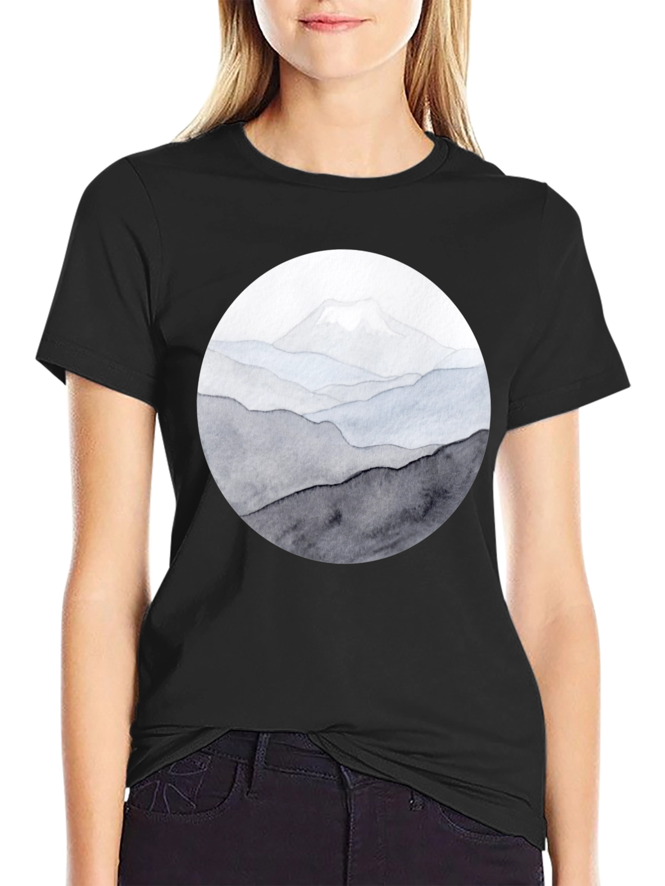 Black Mountain Range Graphic Tee - Black Casual Shirt view 2