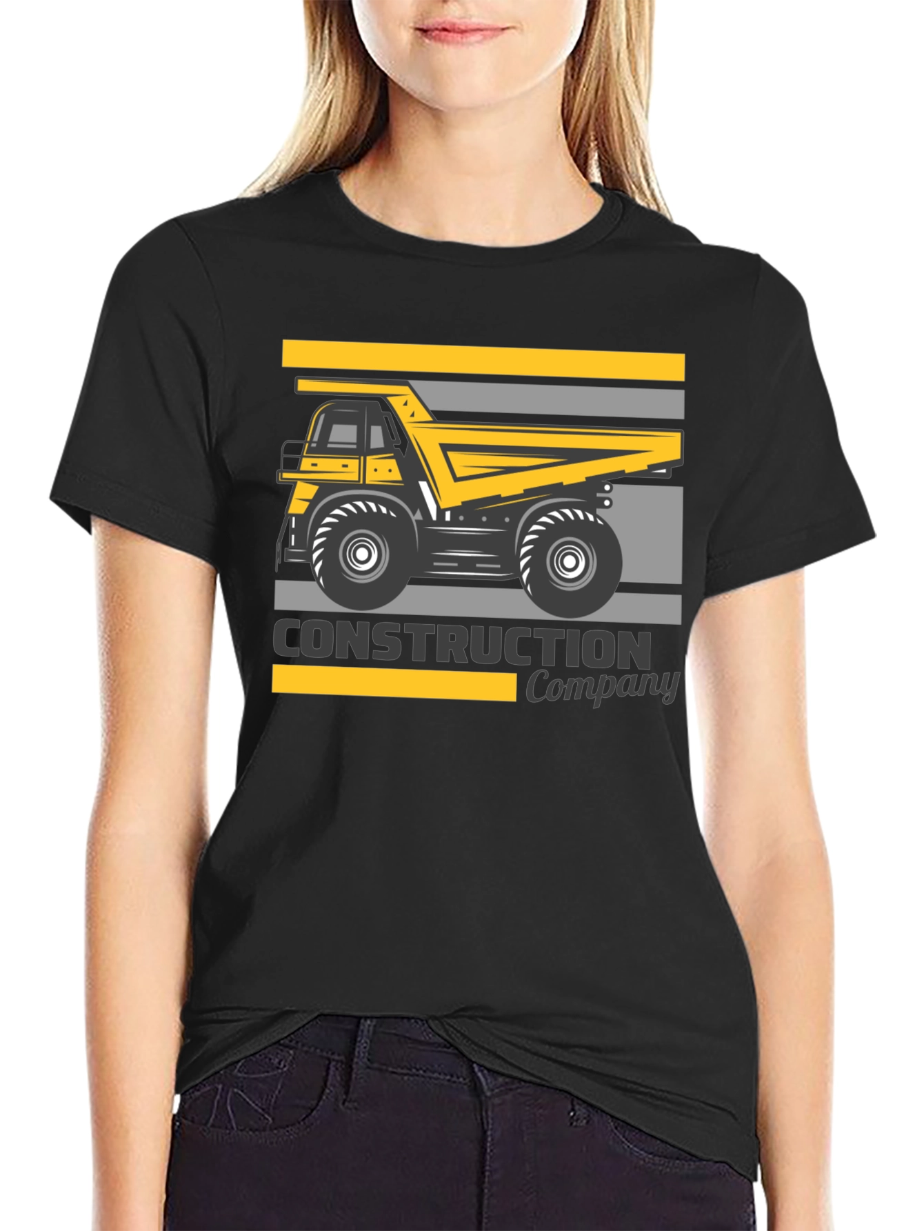 Construction Company Dump Truck Black T-Shirt - 2