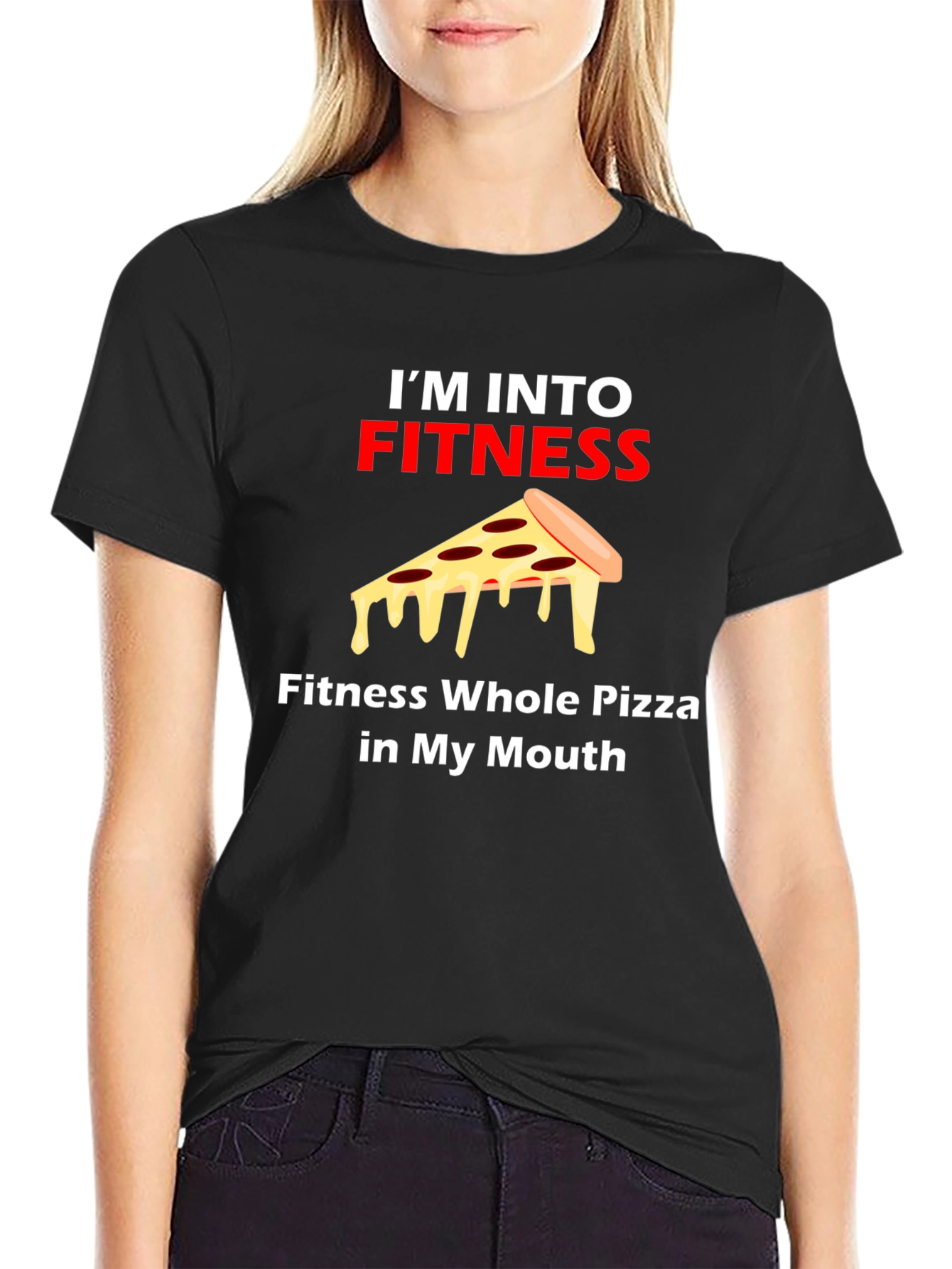 Black Fitness Pizza Graphic Tee view 2
