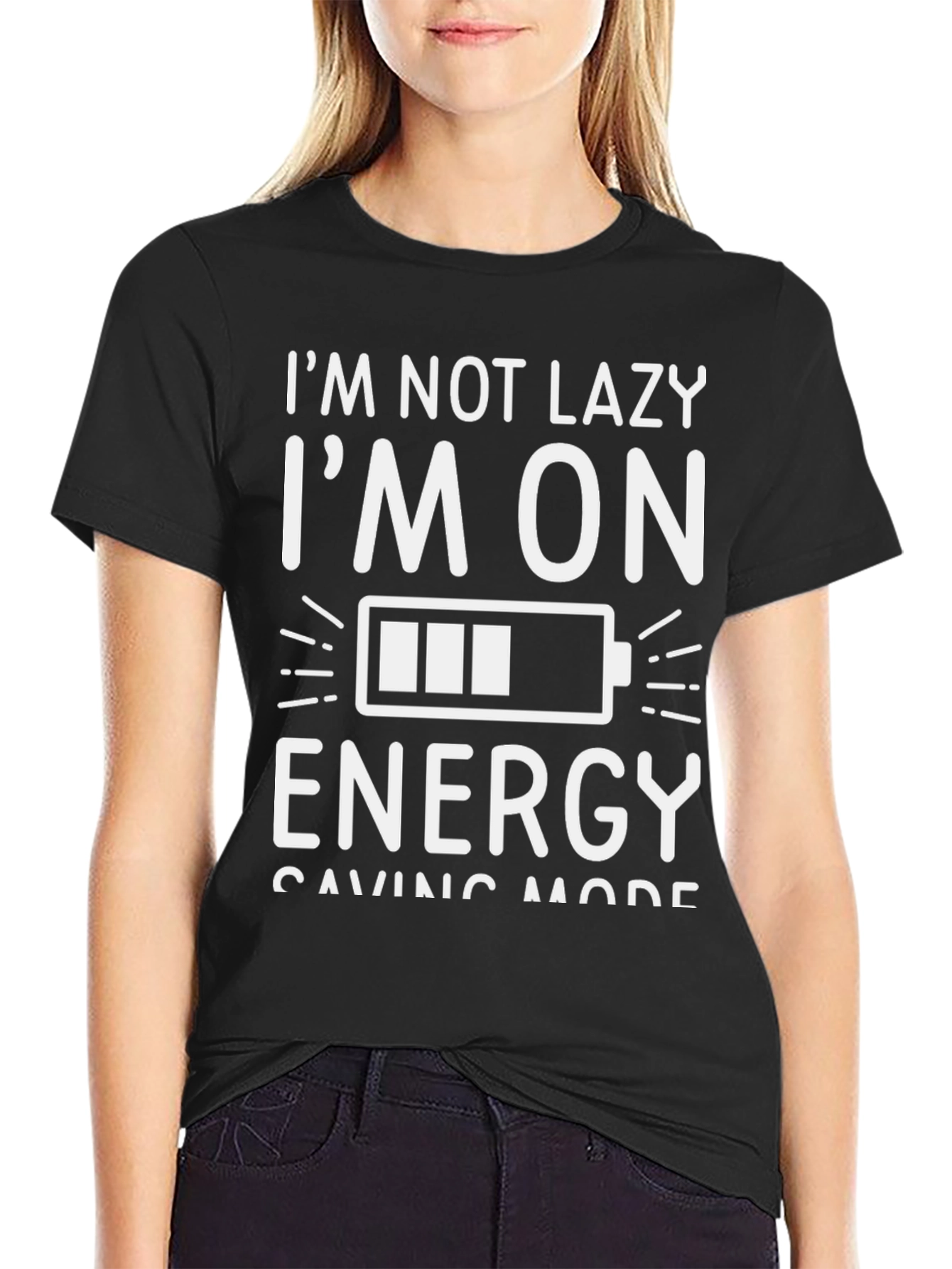 Black Funny Energy Saving Mode T-Shirt view 2