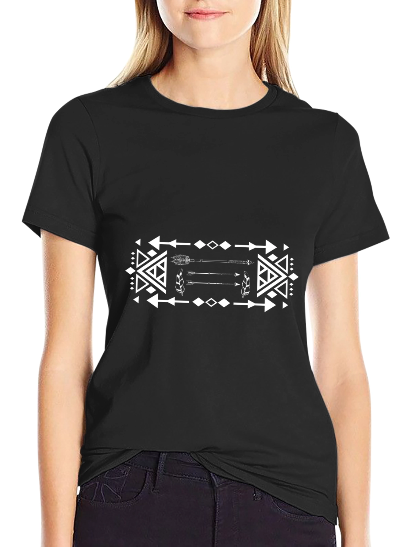 Black Tribal Arrow Graphic Tee - Men's Black T-Shirt view 2