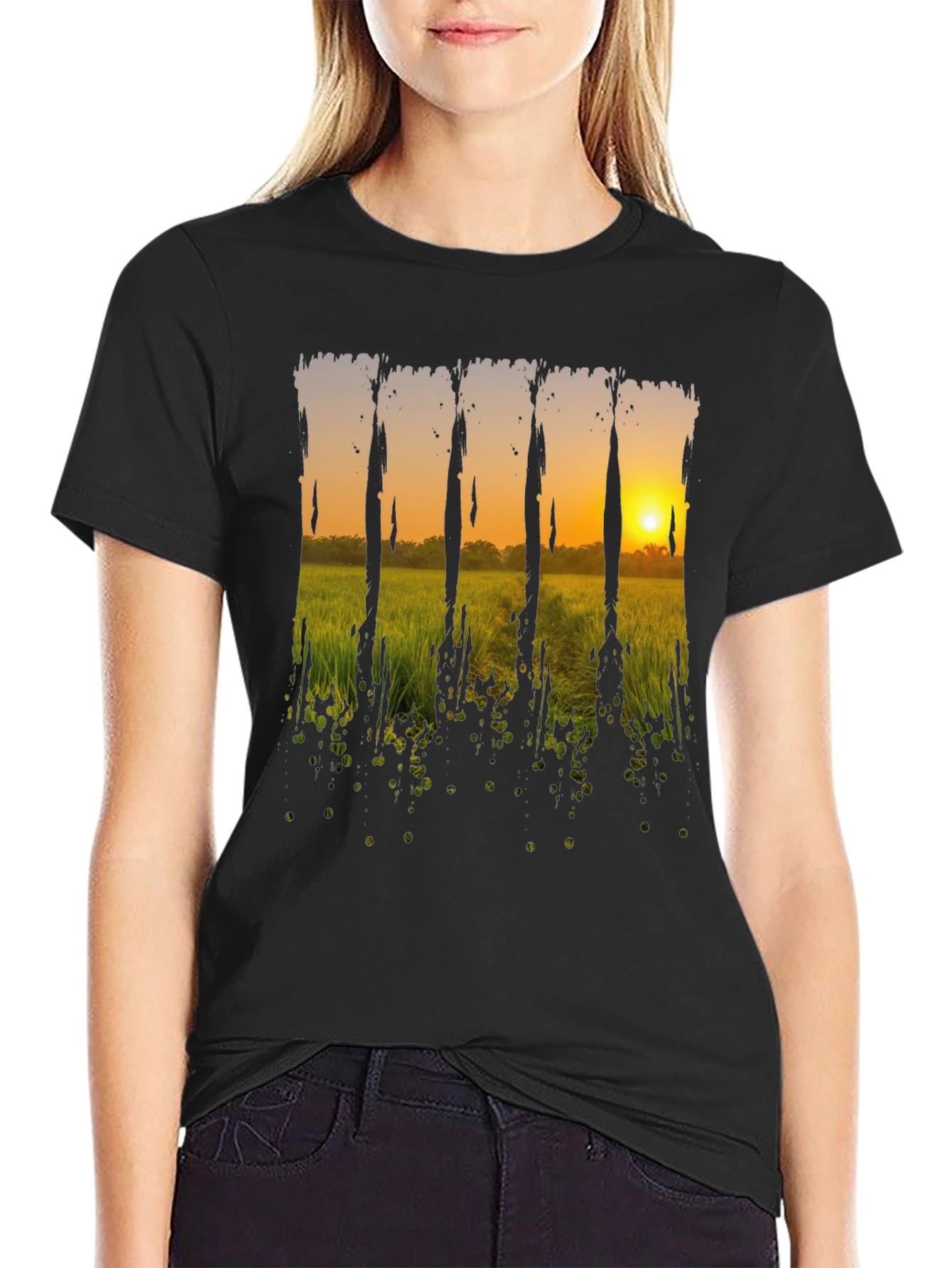 Black Sunset Field Graphic Tee - Black view 2
