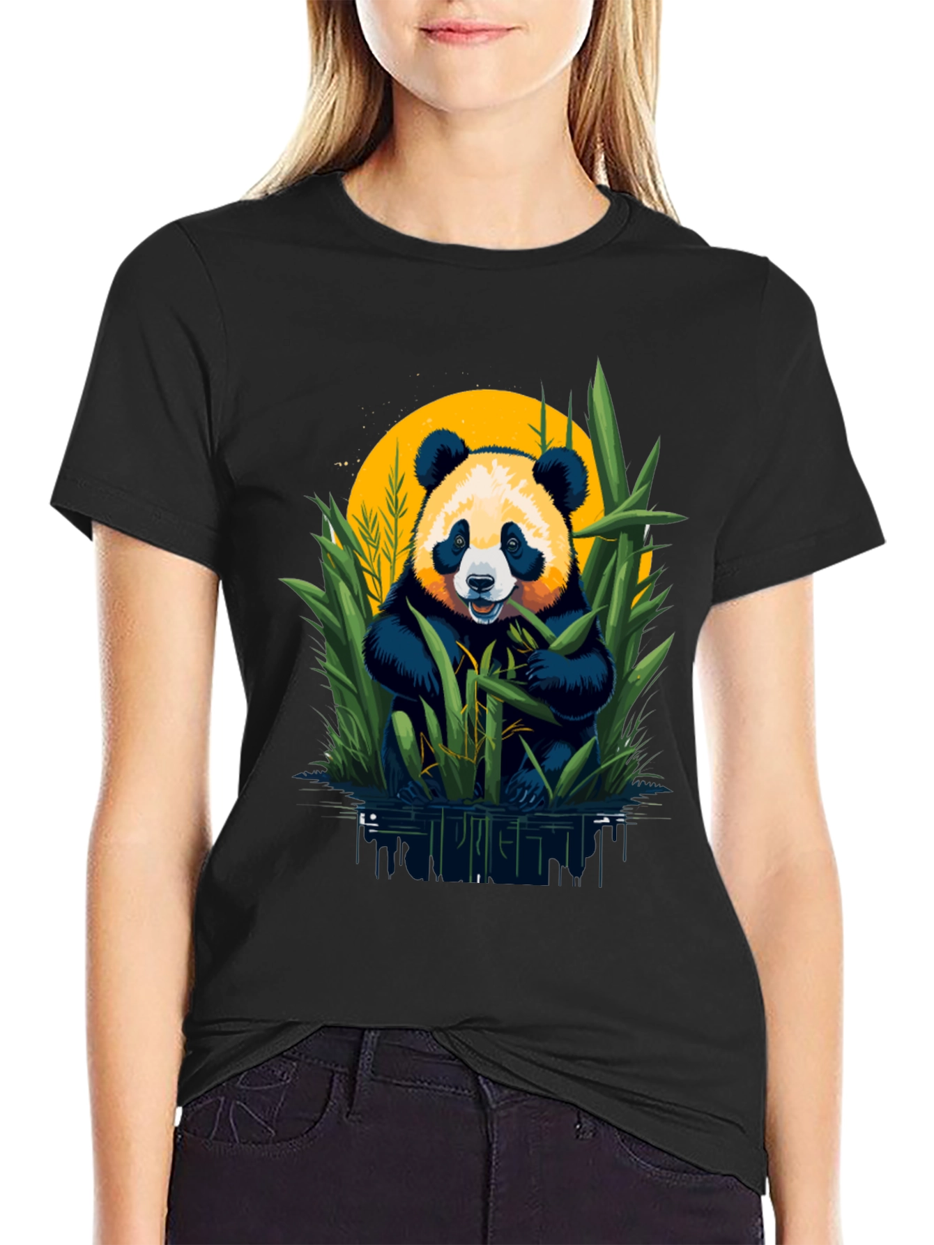 Black Panda Bamboo Graphic Tee view 2