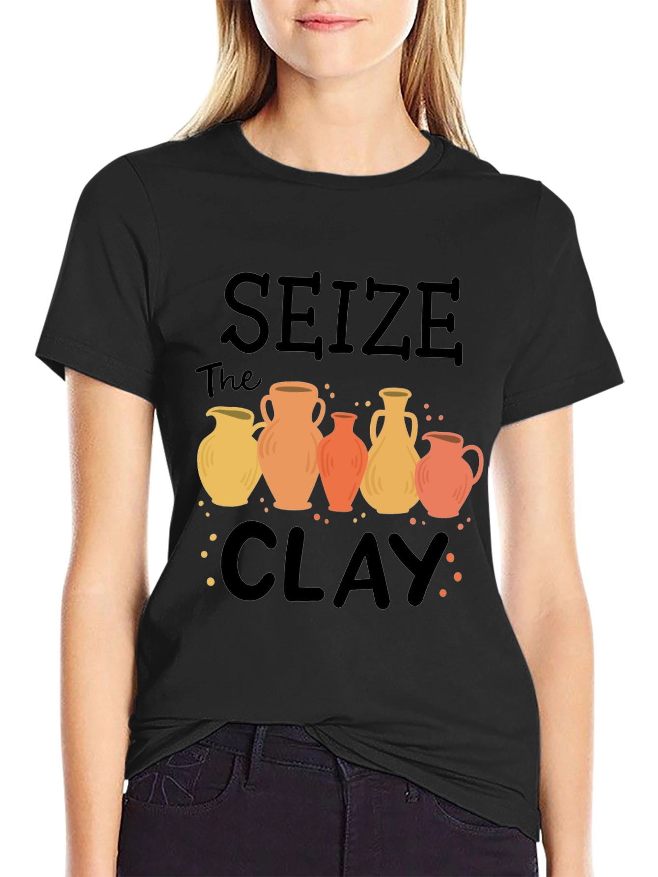 Black Seize The Clay Pottery T-Shirt view 2
