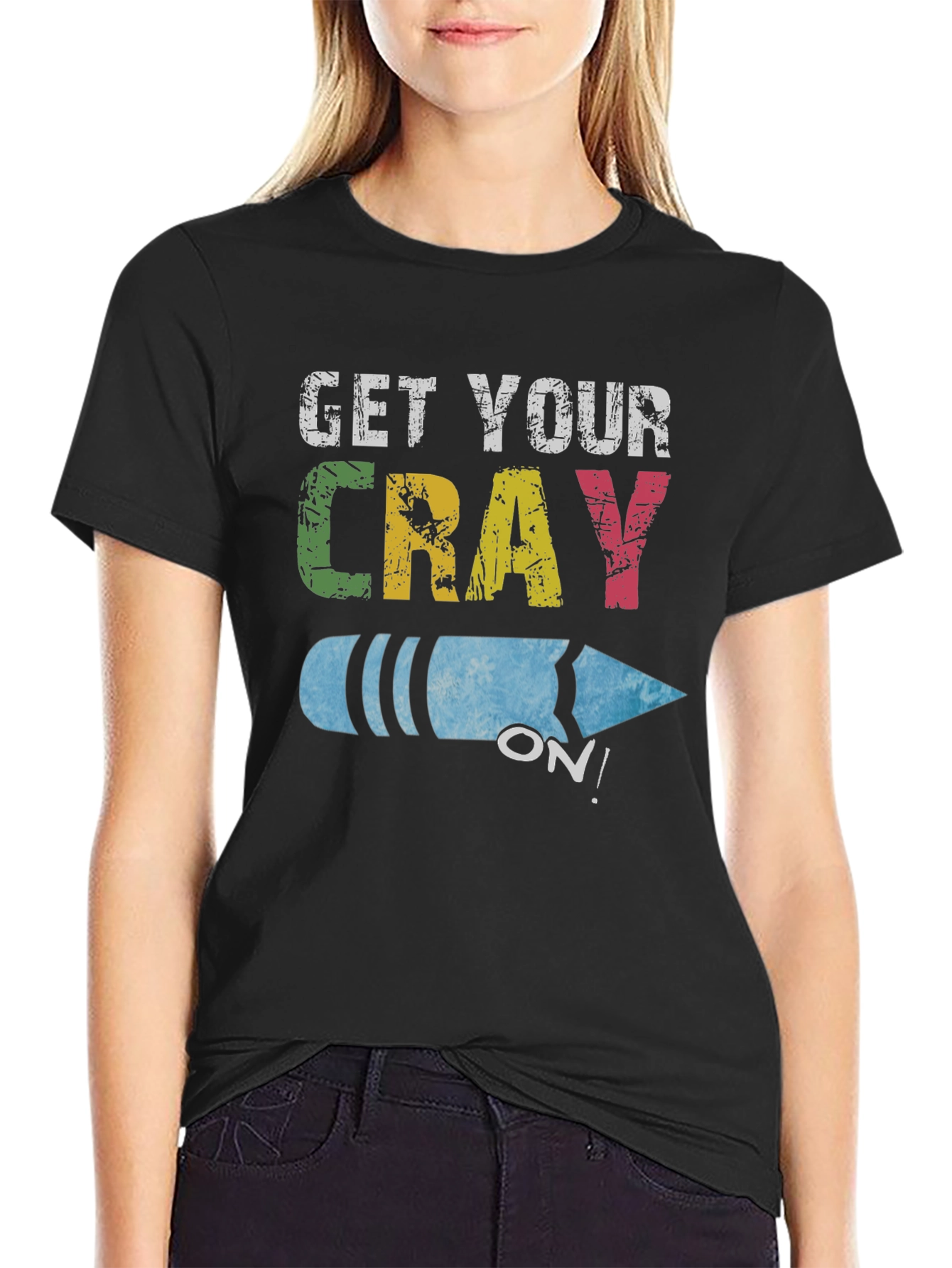 Black Get Your Cray On! Novelty Graphic Tee view 2
