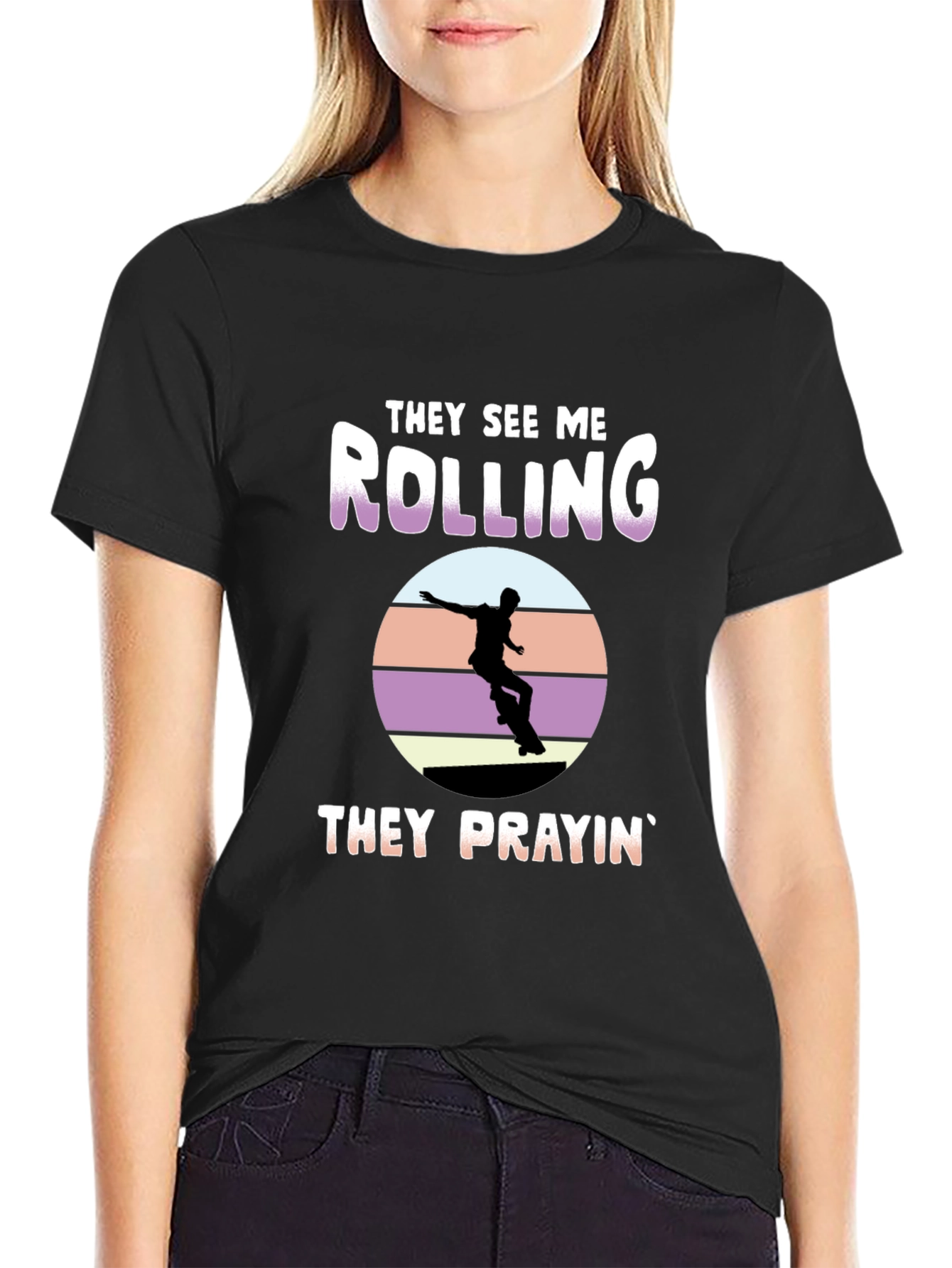 Black They See Me Rolling T-Shirt view 2