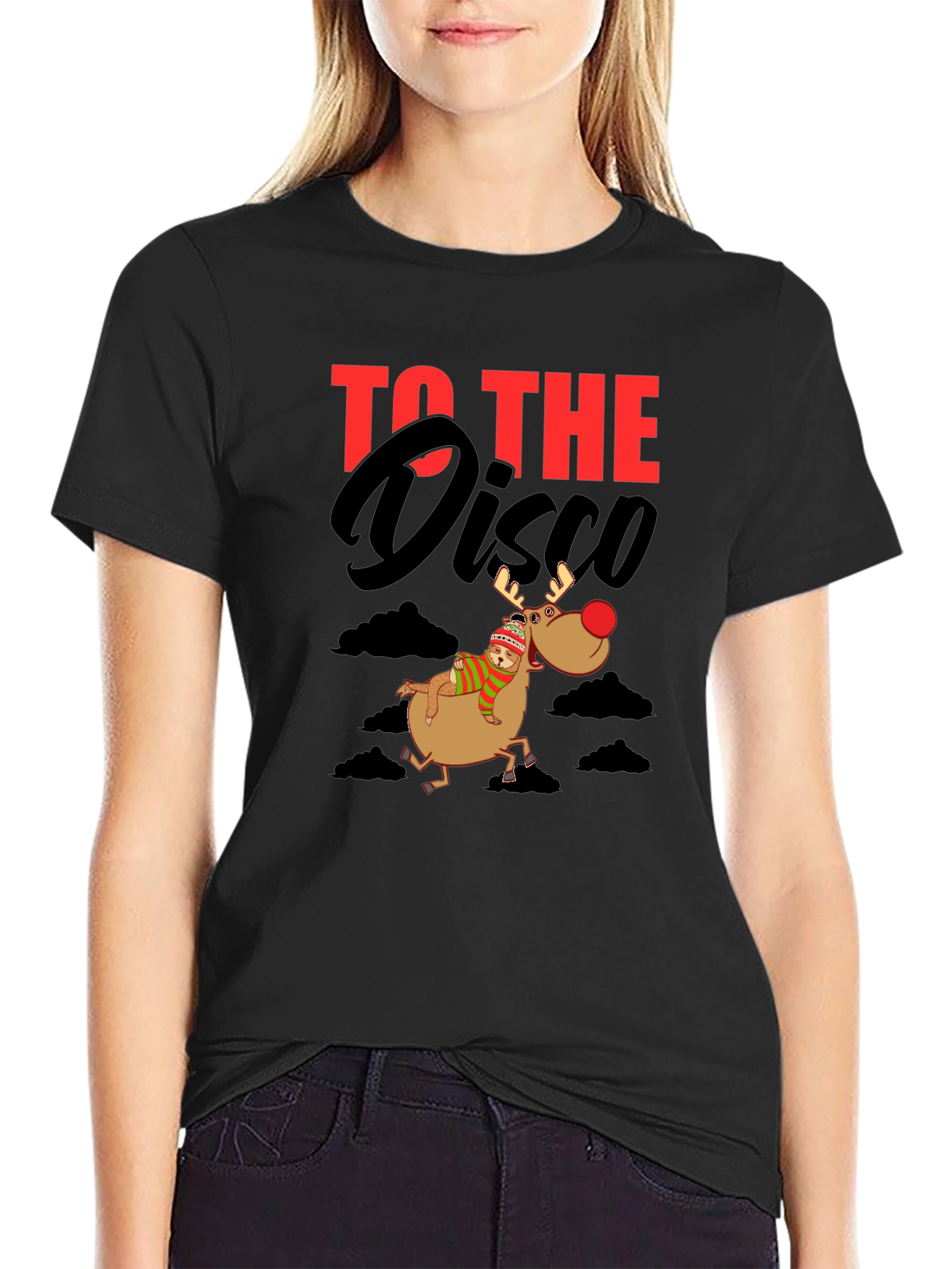 Black To The Disco Reindeer T-Shirt view 2