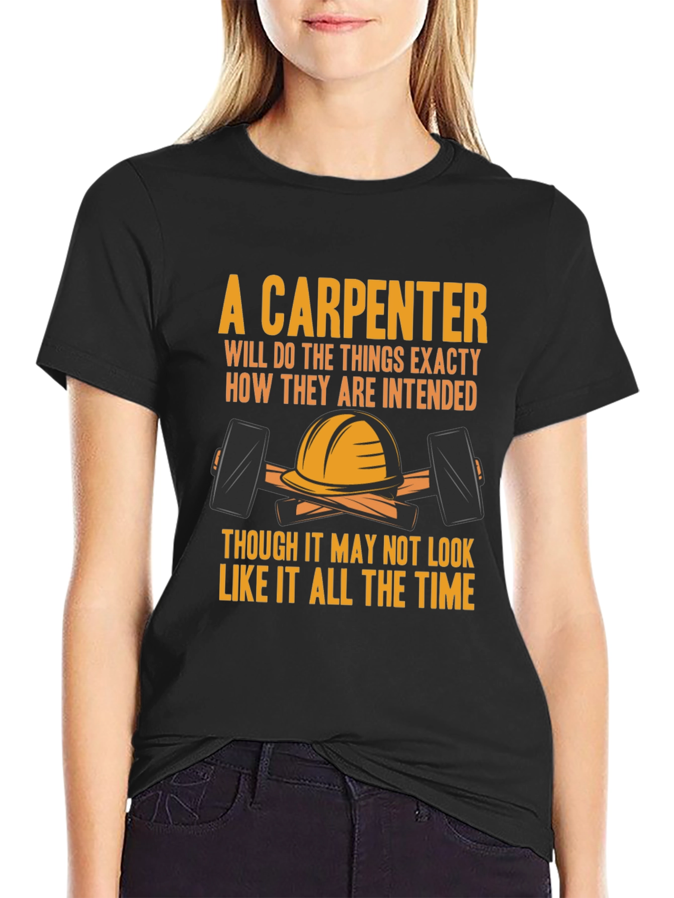 Black Carpenter T-Shirt: "A Carpenter Will..." Graphic Tee view 2