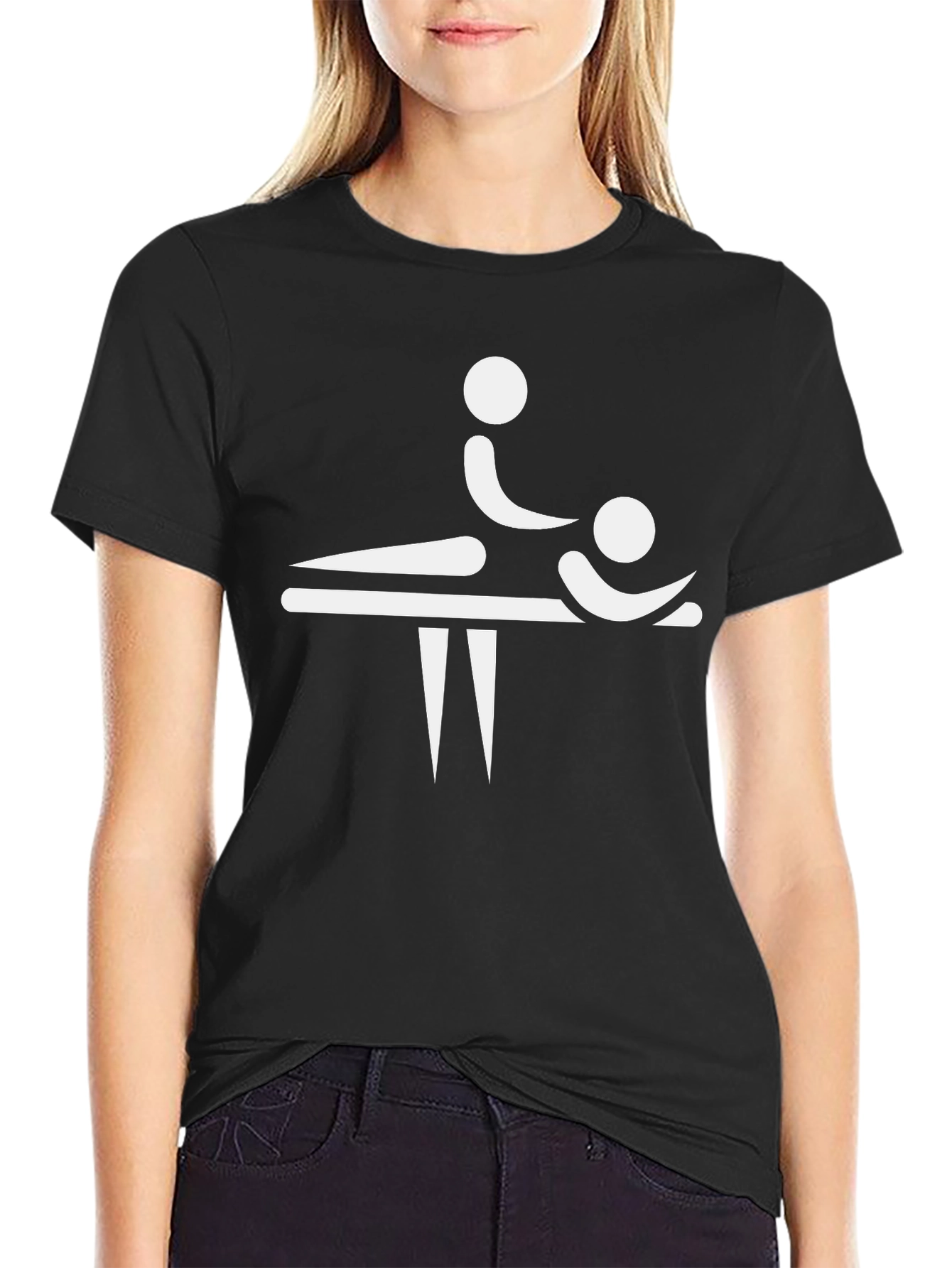 Black Massage Therapy T-Shirt - Funny Stick Figure Design view 2