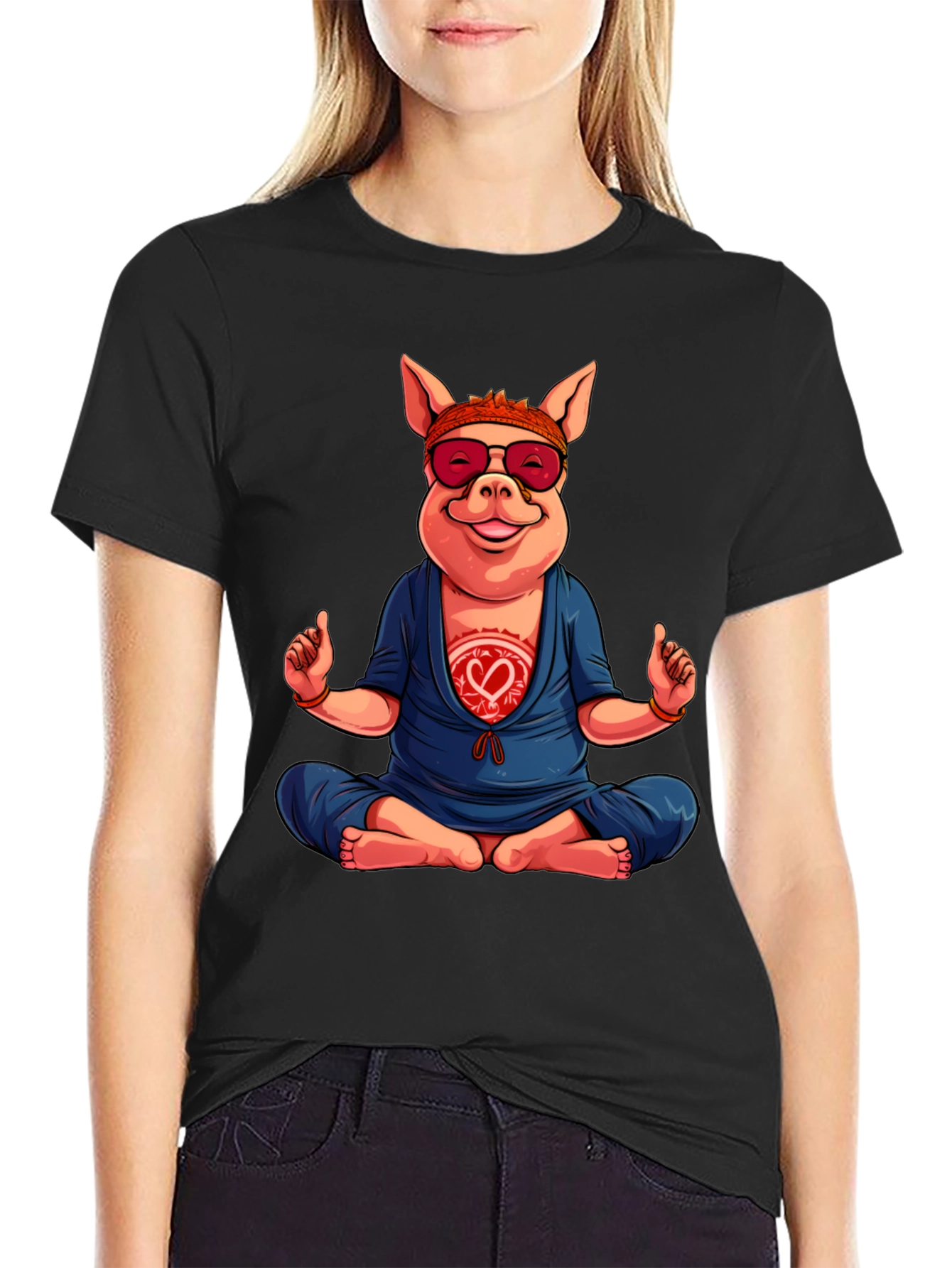 Black Zen Pig T-Shirt view 2