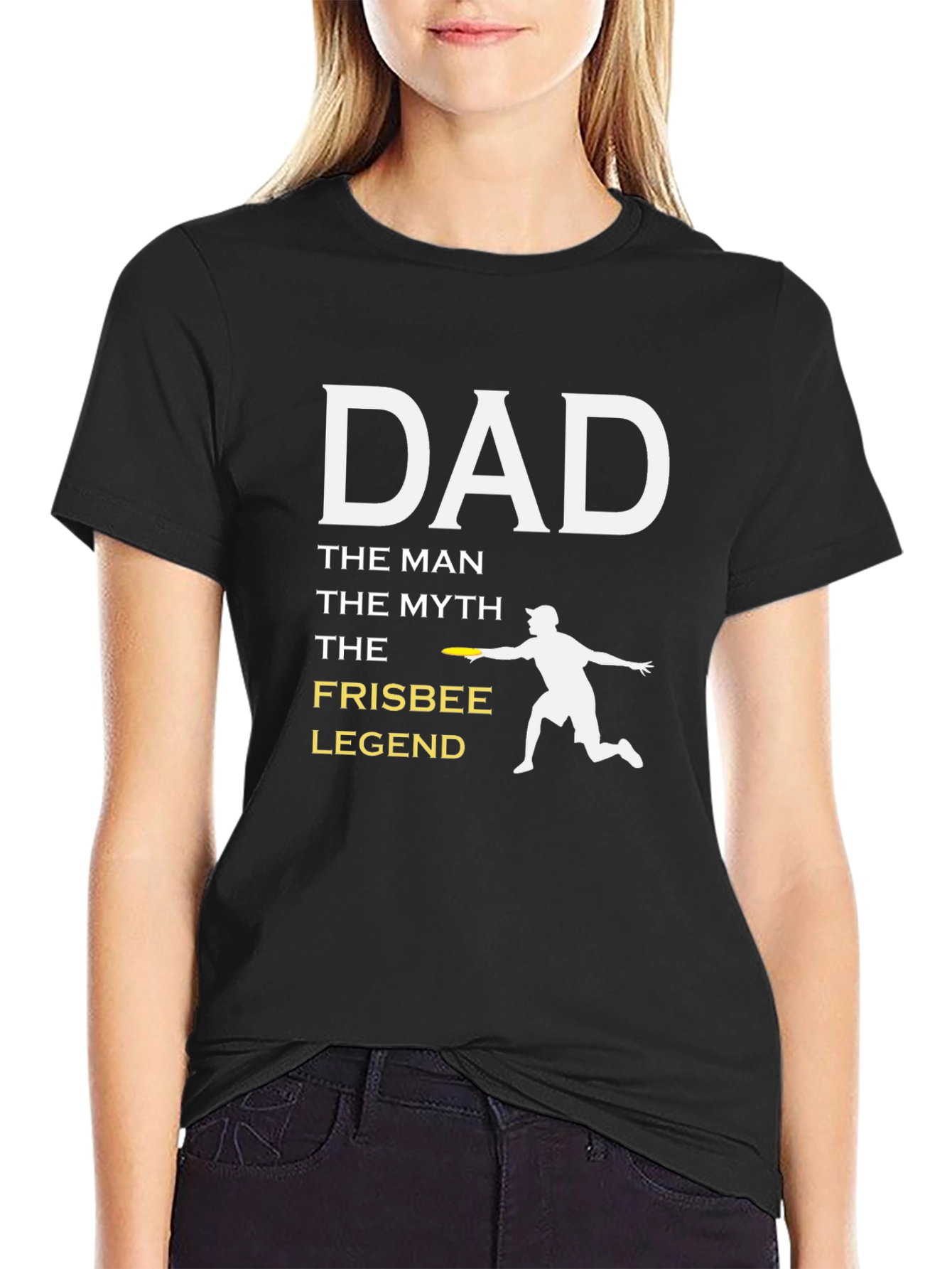 Black Dad Frisbee Legend T-Shirt - The Man, The Myth! view 2
