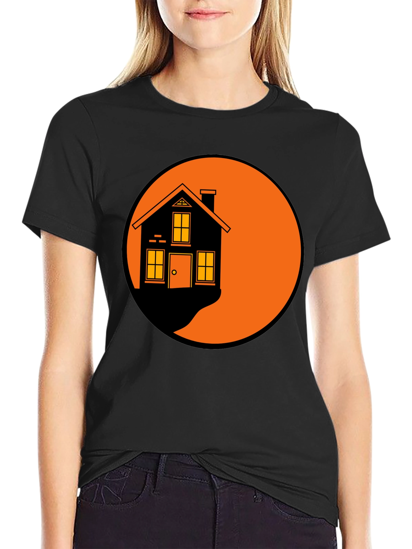 Black Retro House Graphic T-Shirt - Soft Cotton Tee view 2