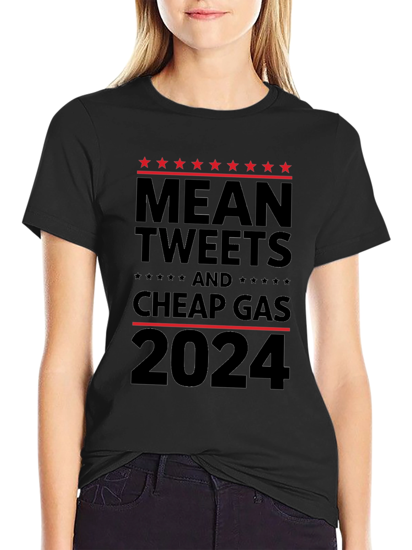 Black Mean Tweets Cheap Gas 2024 Political T-Shirt view 2