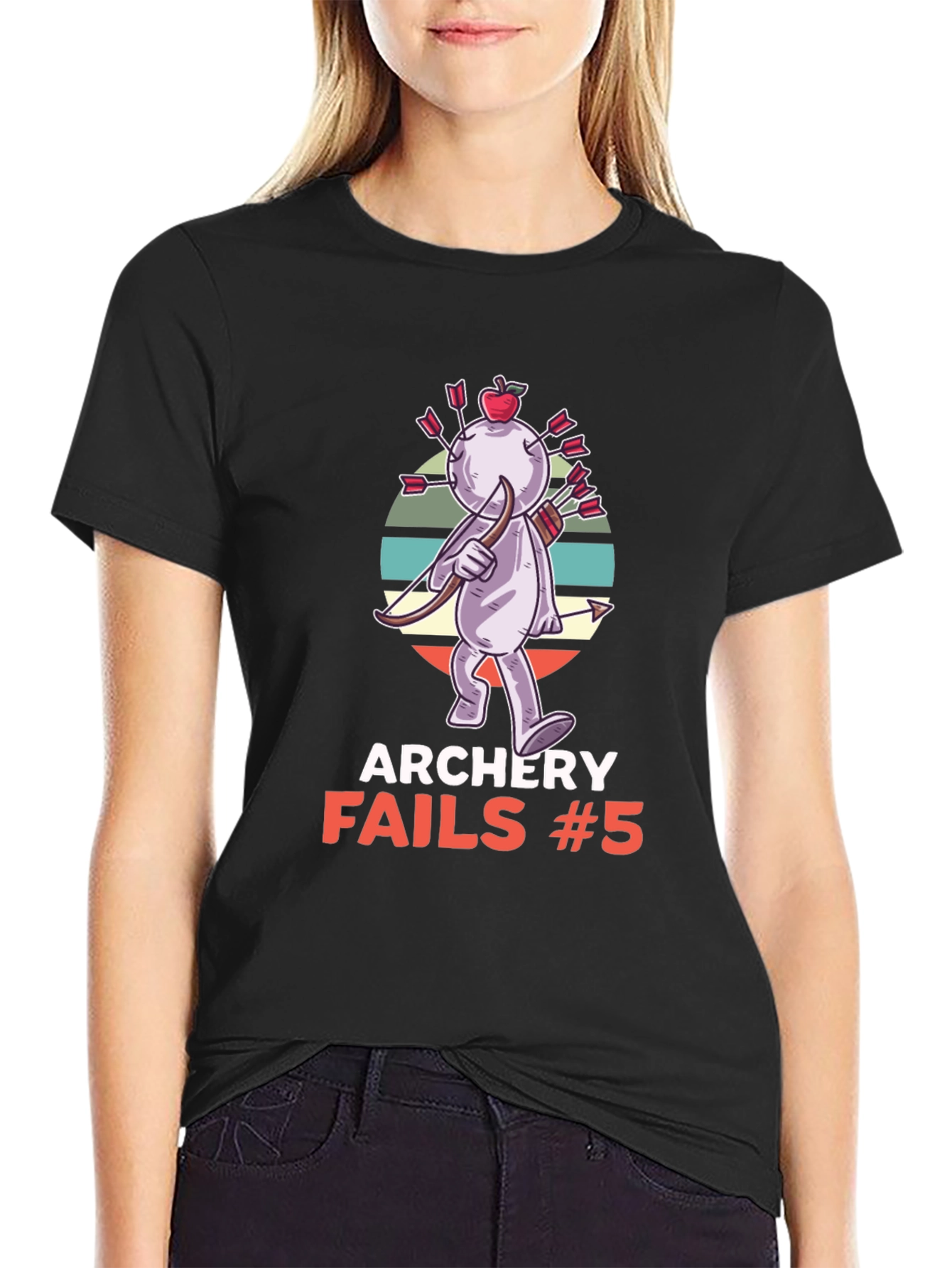 Black Archery Fails #5 T-Shirt - Funny Graphic Tee view 2