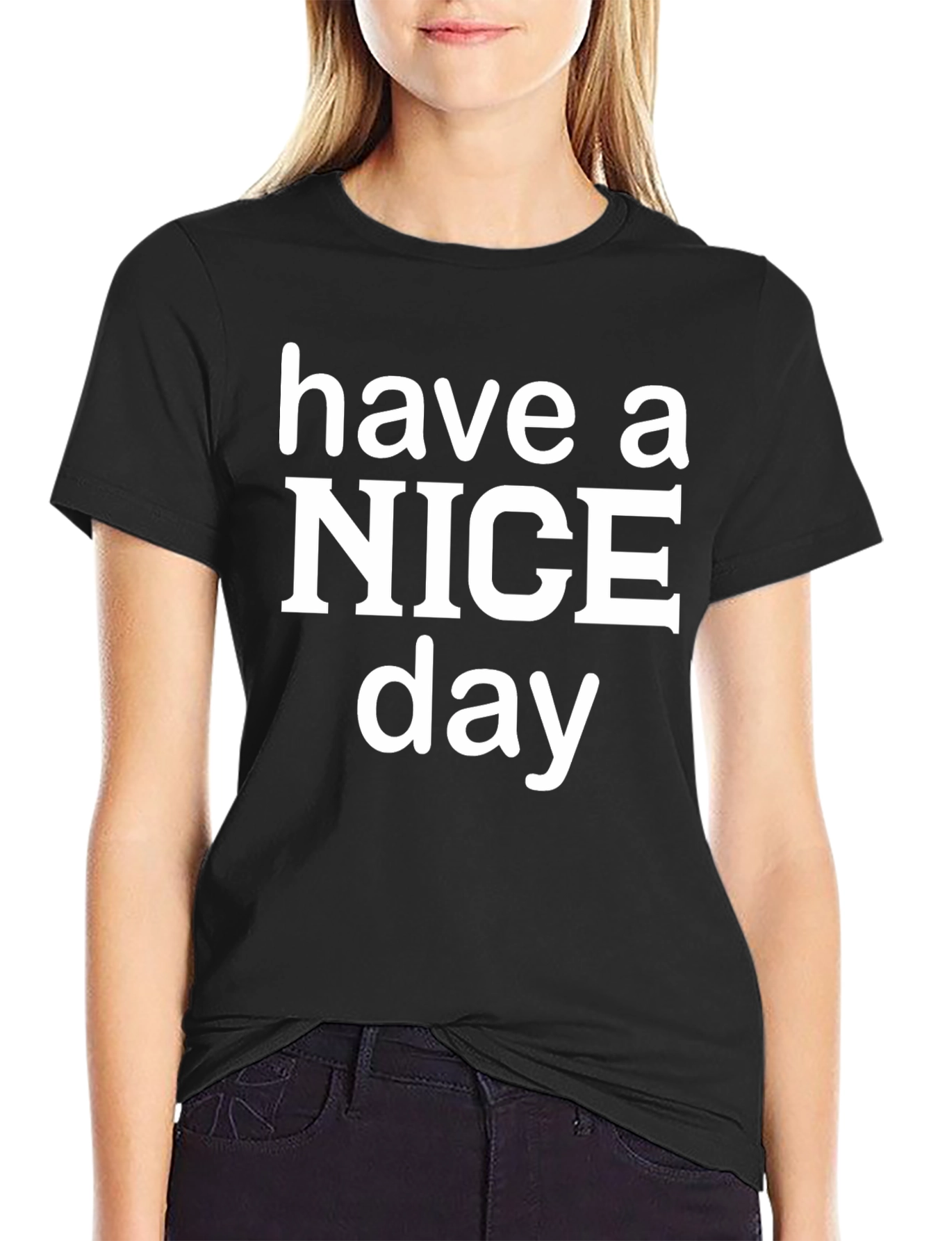 Black Have a Nice Day Graphic Tee - Trendy Casual Shirt view 2