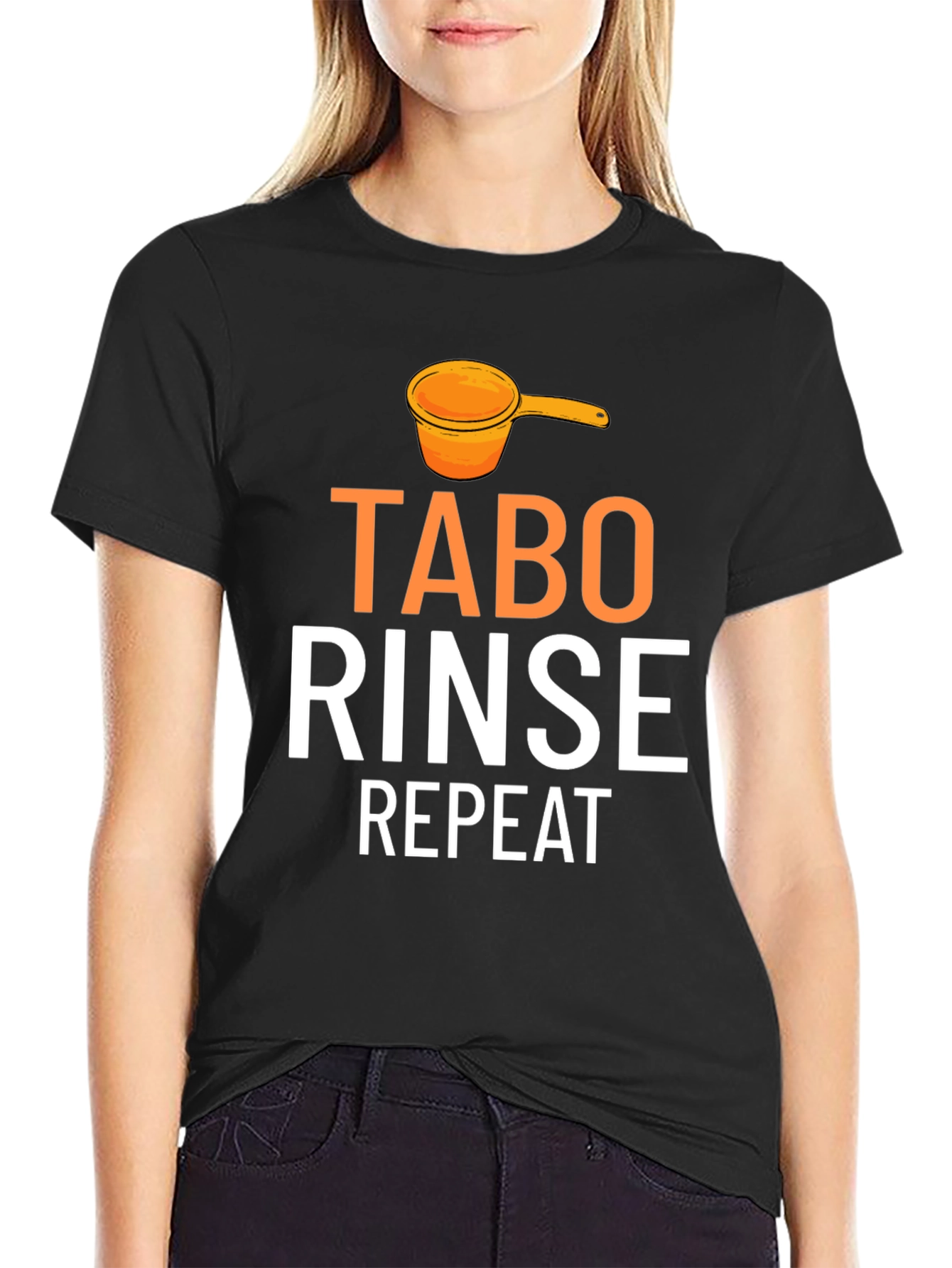Black Tabo Rinse Repeat Graphic Tee - Novelty Humor Shirt view 2