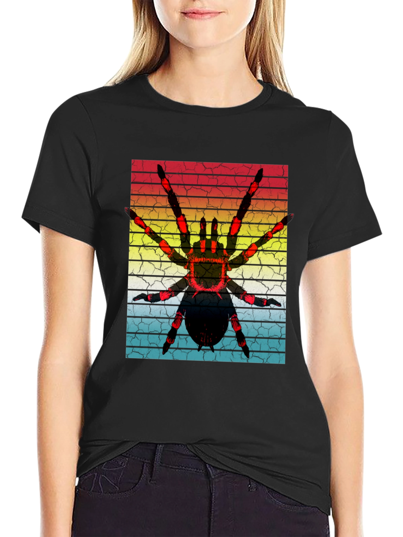 Black Vintage Spider Graphic T-Shirt view 2