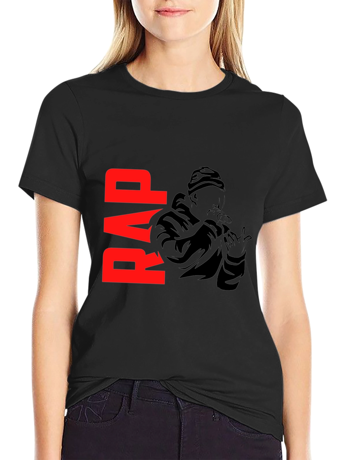 Black Rap Graphic Black T-Shirt view 2