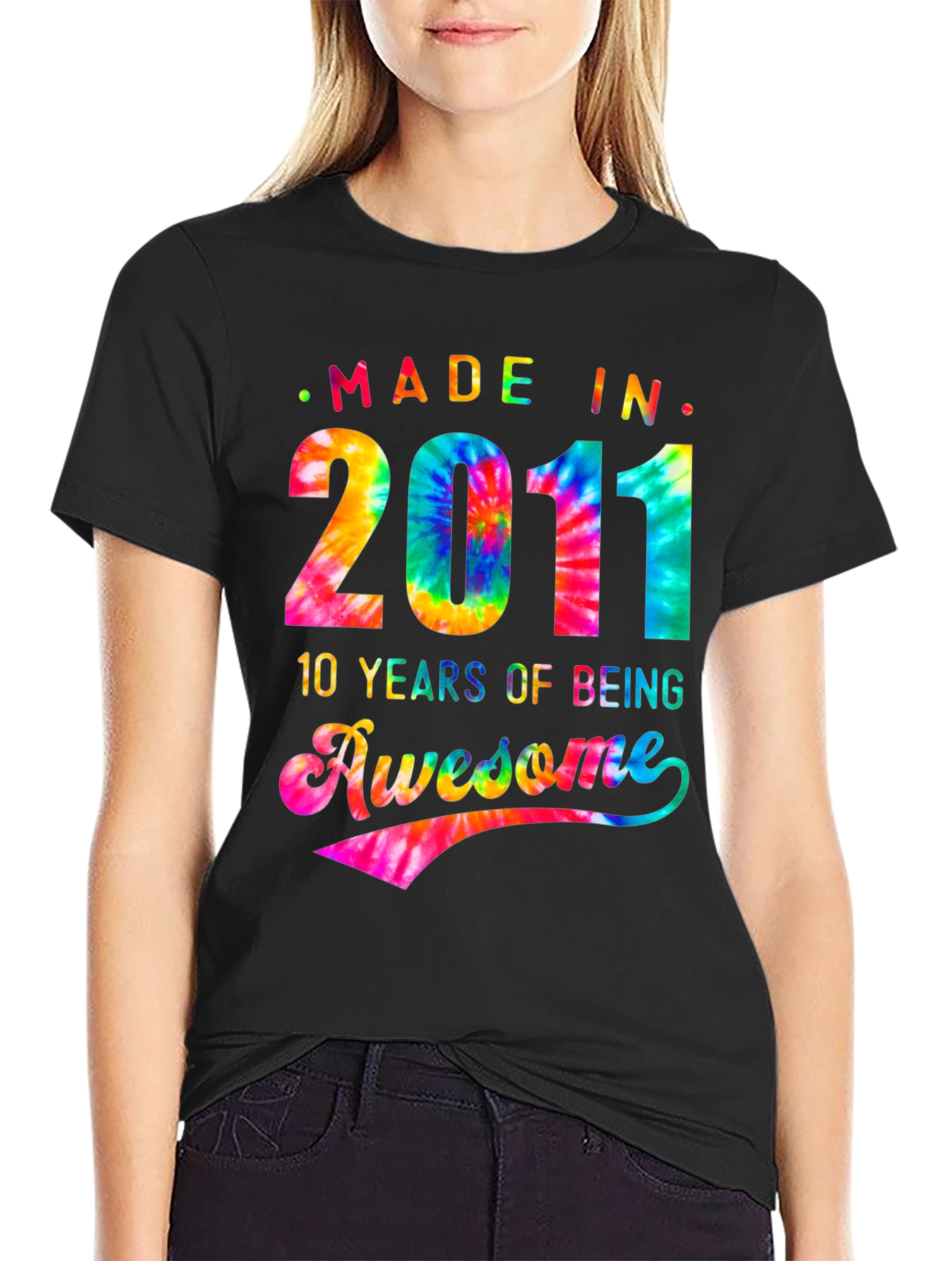 Black Made in 2011 Tie Dye Graphic T-Shirt view 2