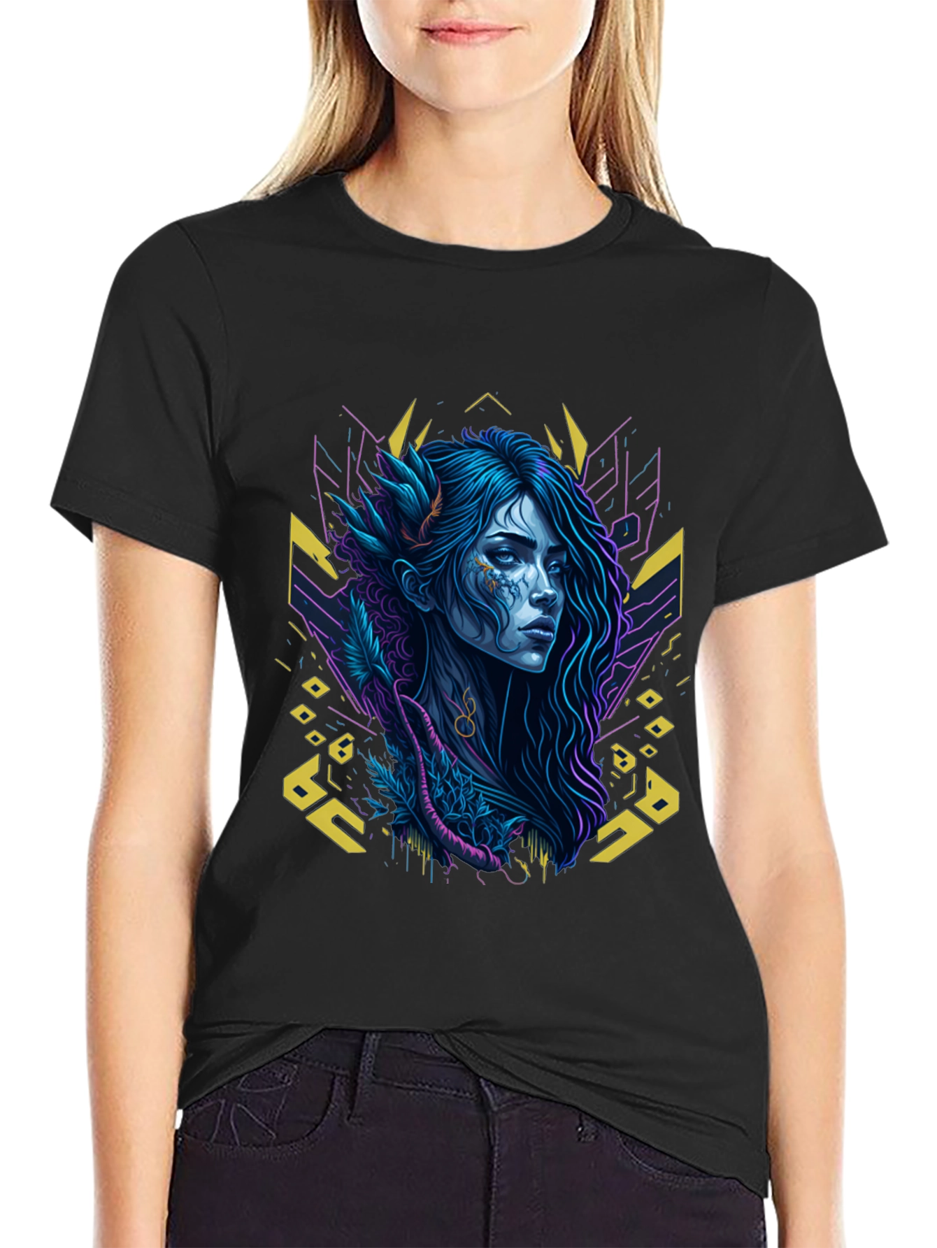 Black Mystic Woman Graphic Black T-Shirt view 2