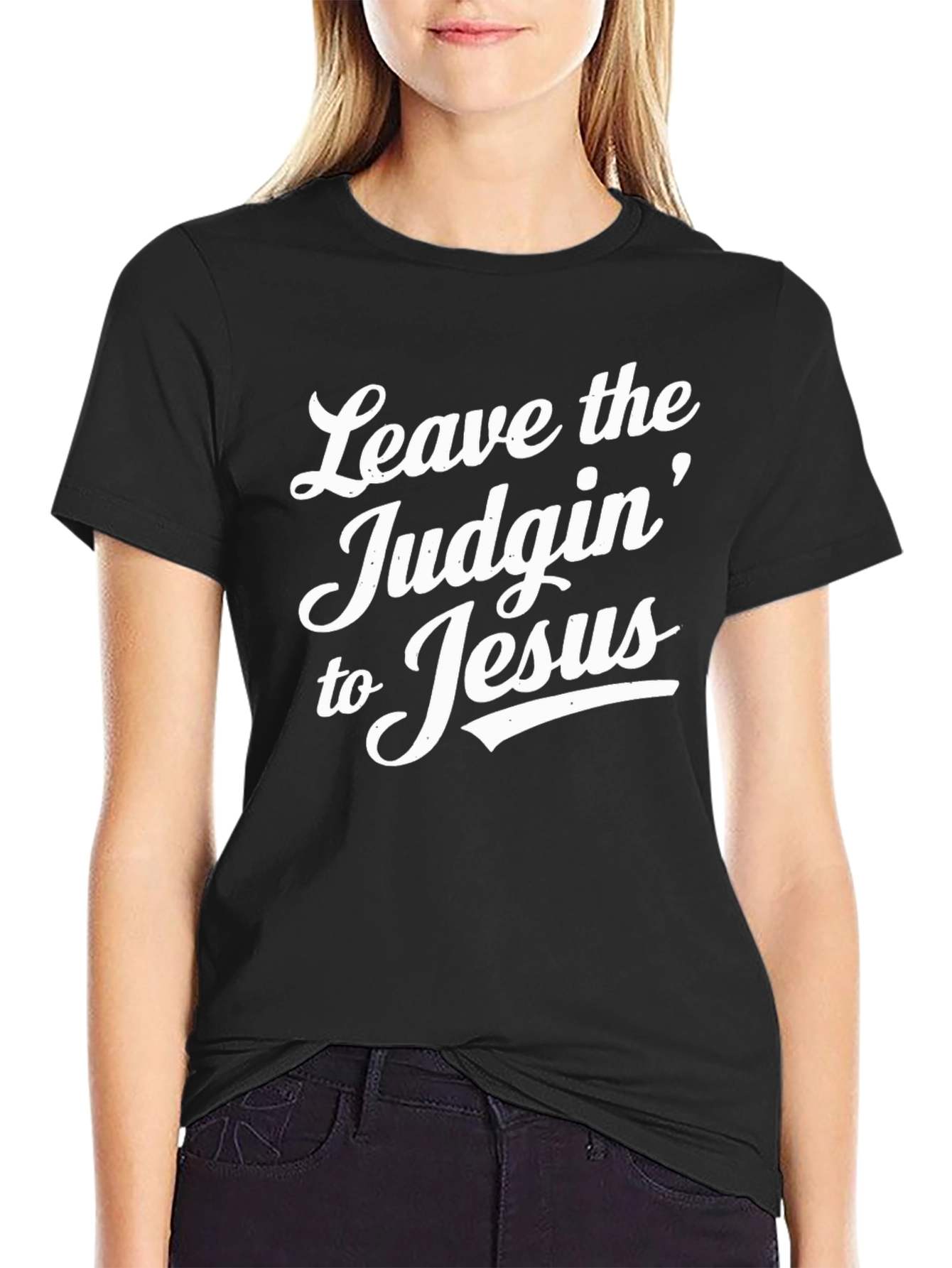 Black Leave the Judgin' to Jesus Black Graphic Tee view 2